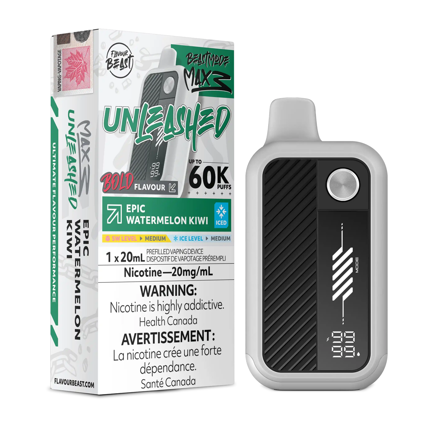 Epic Watermelon Kiwi Iced Flavour Beast Mode Max 3 - Disposable Vape 60K