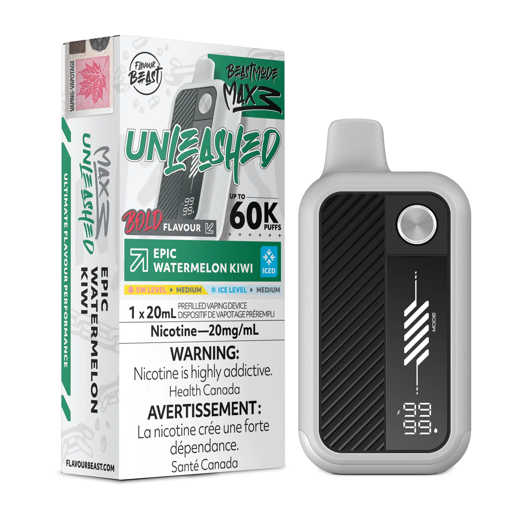 Epic Watermelon Kiwi Iced Flavour Beast Mode Max 3 - Disposable Vape 60K