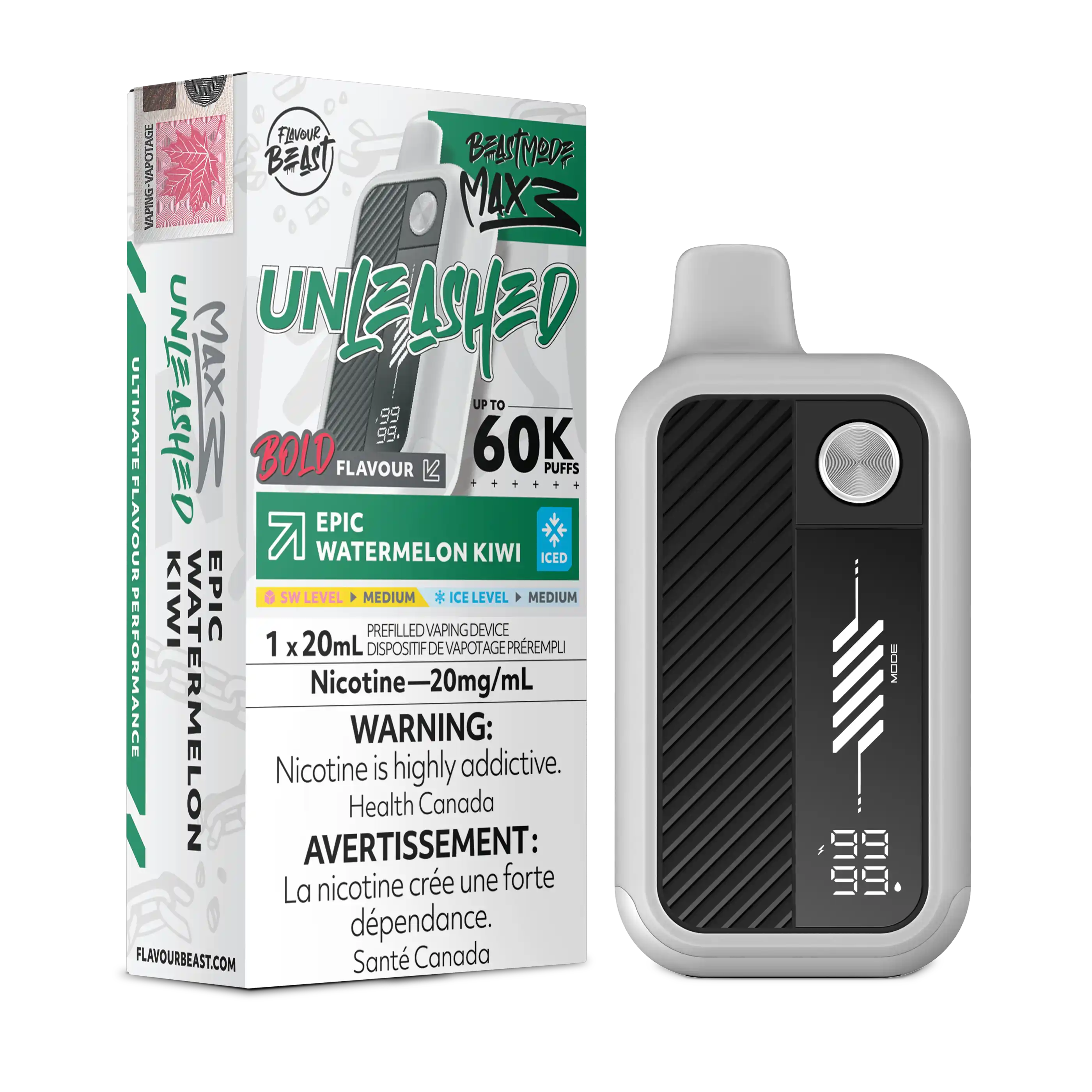 Epic Watermelon Kiwi Iced Flavour Beast Mode Max 3 - Disposable Vape 60K