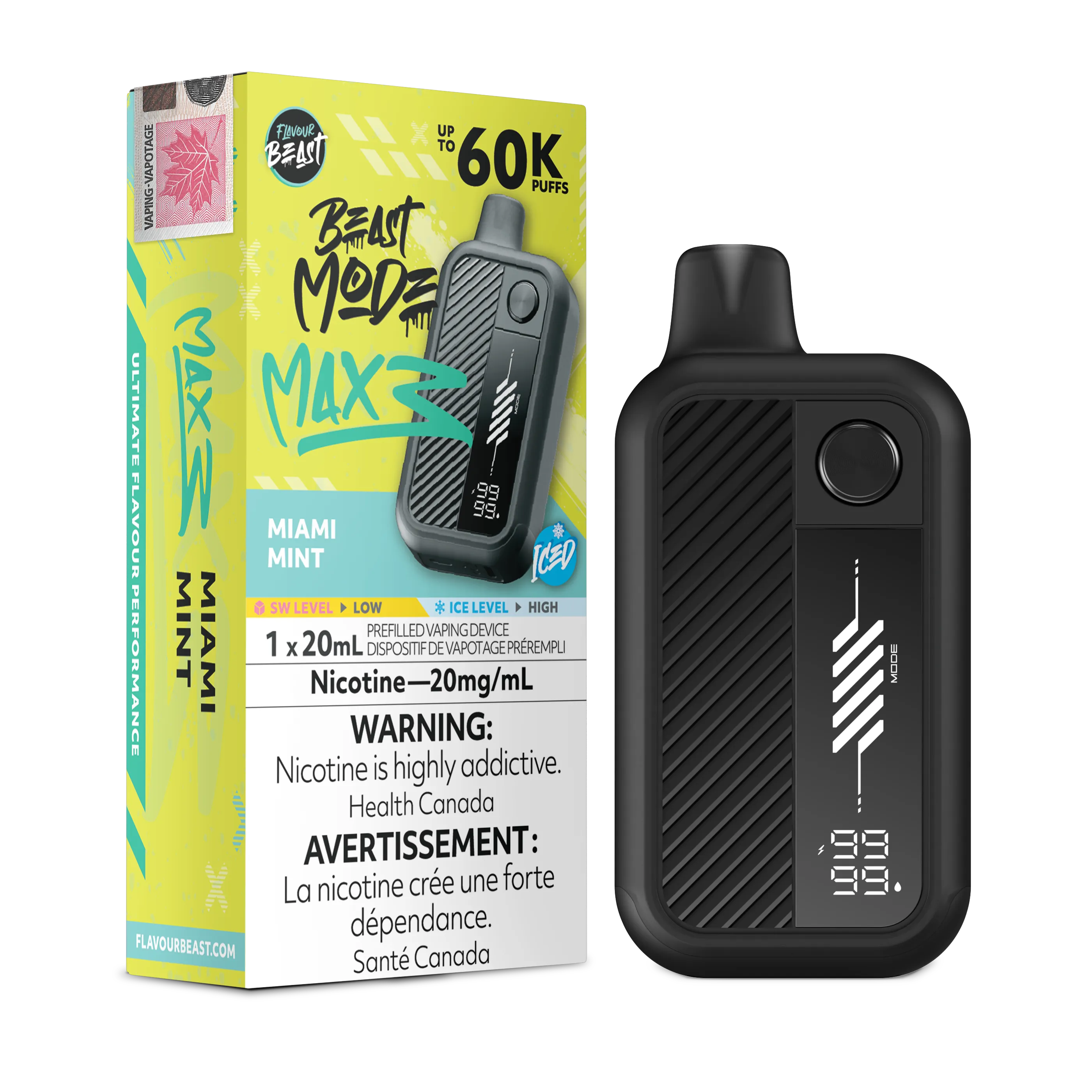 Miami Mint Iced Flavour Beast Mode Max 3 - Disposable Vape 60K by FLAVOUR BEAST