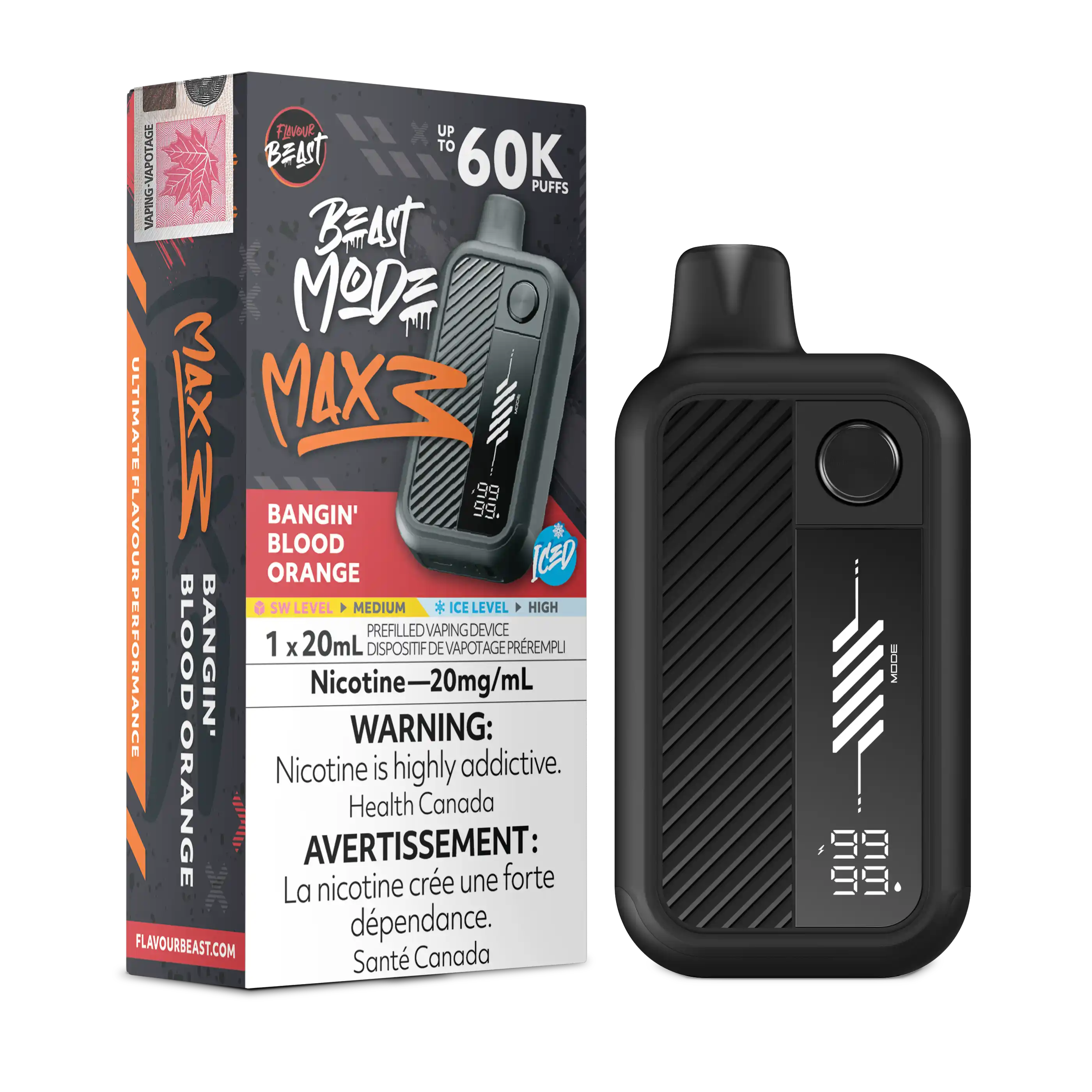 Bangin' Blood Orange Iced Flavour Beast Mode Max 3 - Disposable Vape 60K