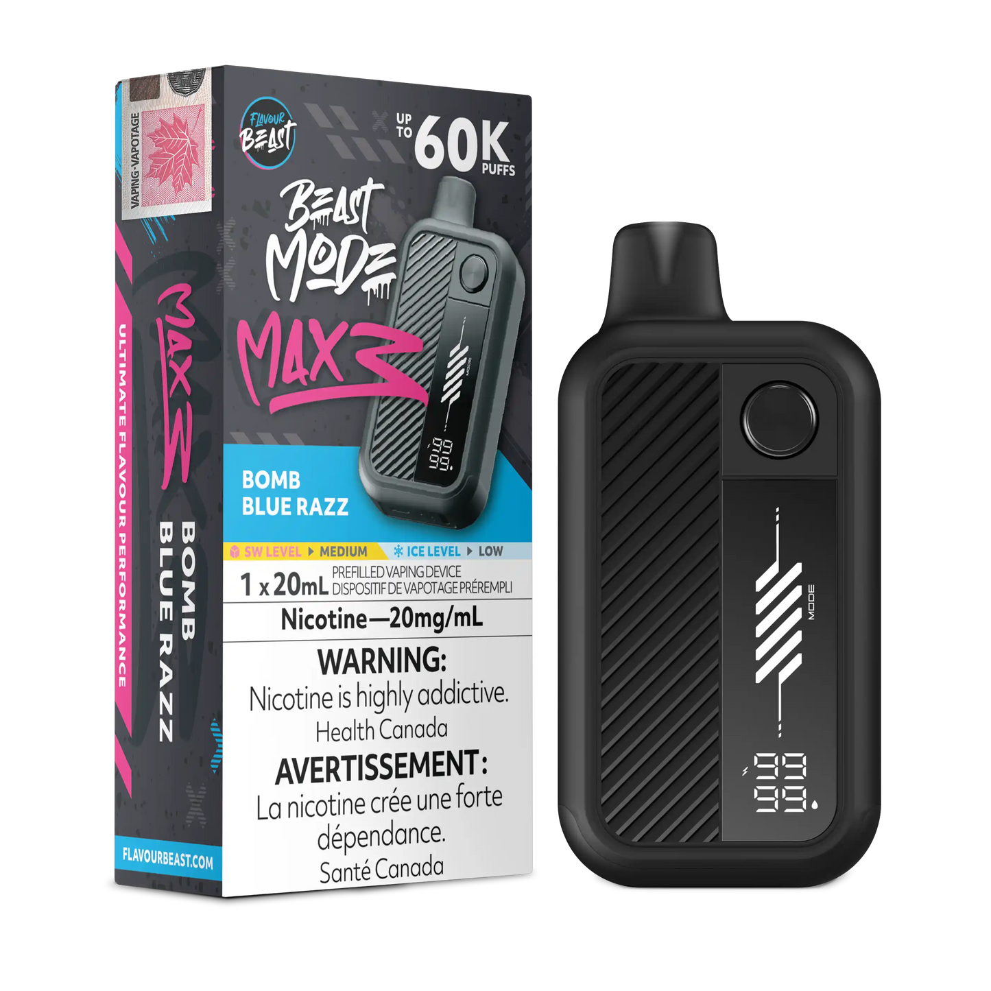 Bomb Blue Razz Flavour Beast Mode Max 3 - Disposable Vape 60K
