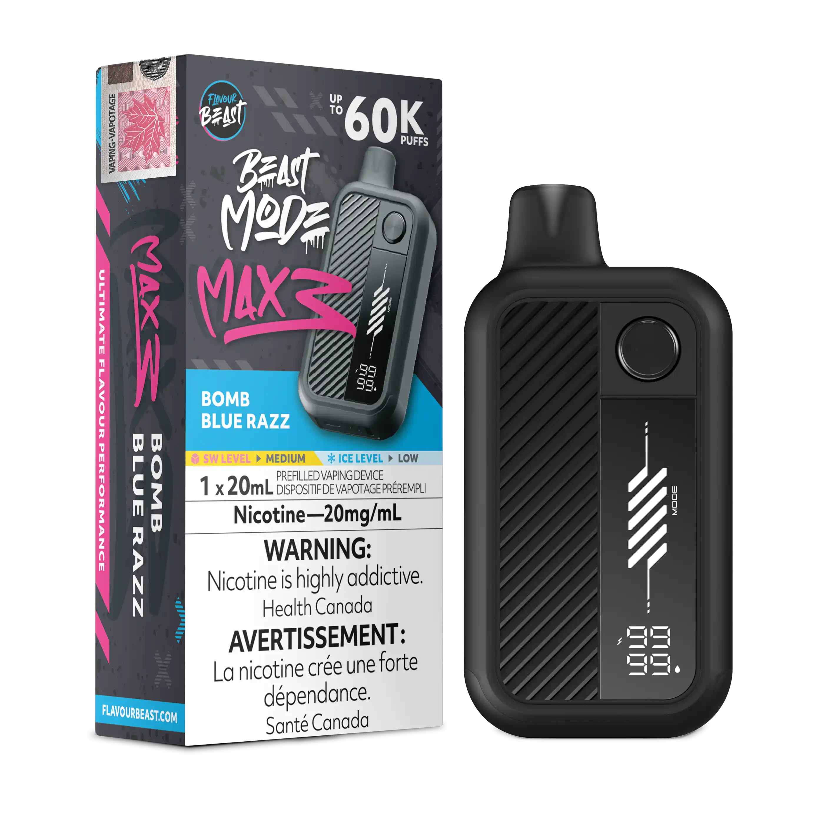 Bomb Blue Razz Flavour Beast Mode Max 3 - Disposable Vape 60K