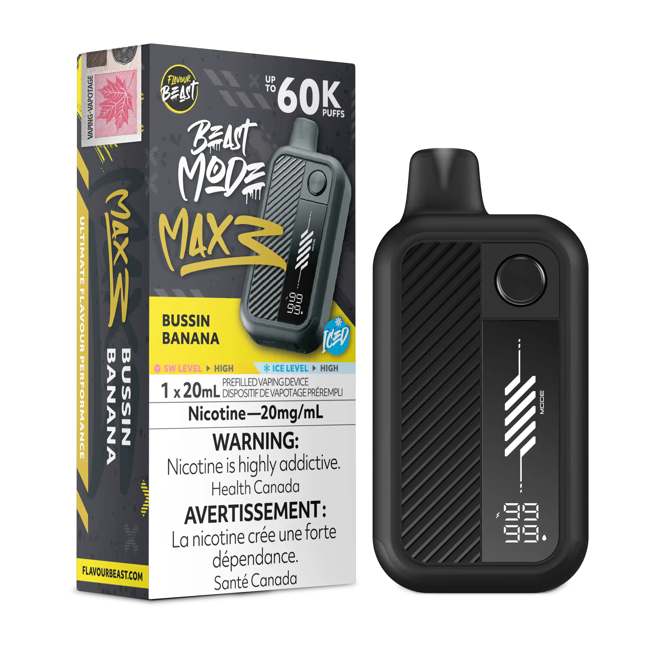 Bussin Banana Iced Flavour Beast Mode Max 3 - Disposable Vape 60K