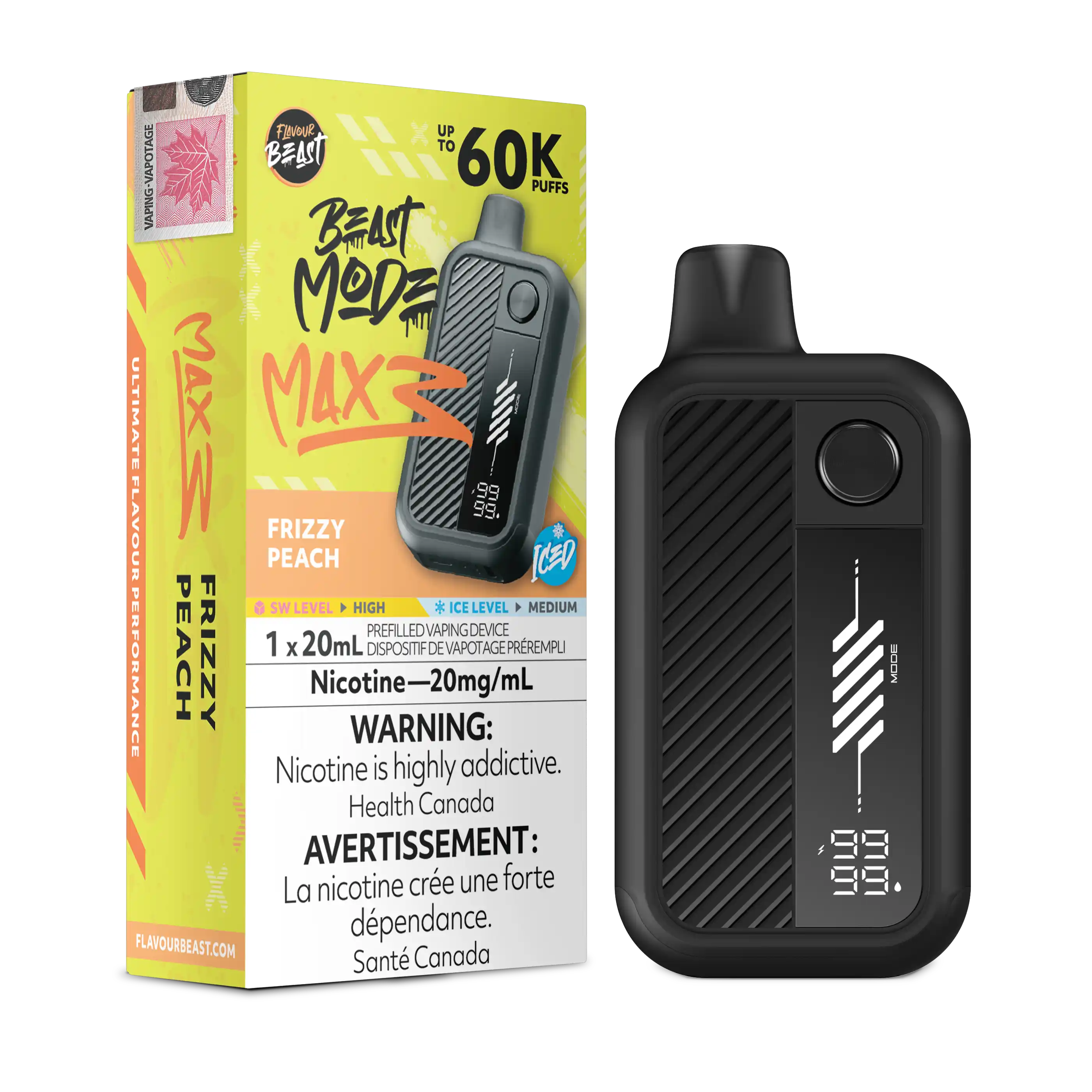 Frizzy Peach Iced Flavour Beast Mode Max 3 - Disposable Vape 60K