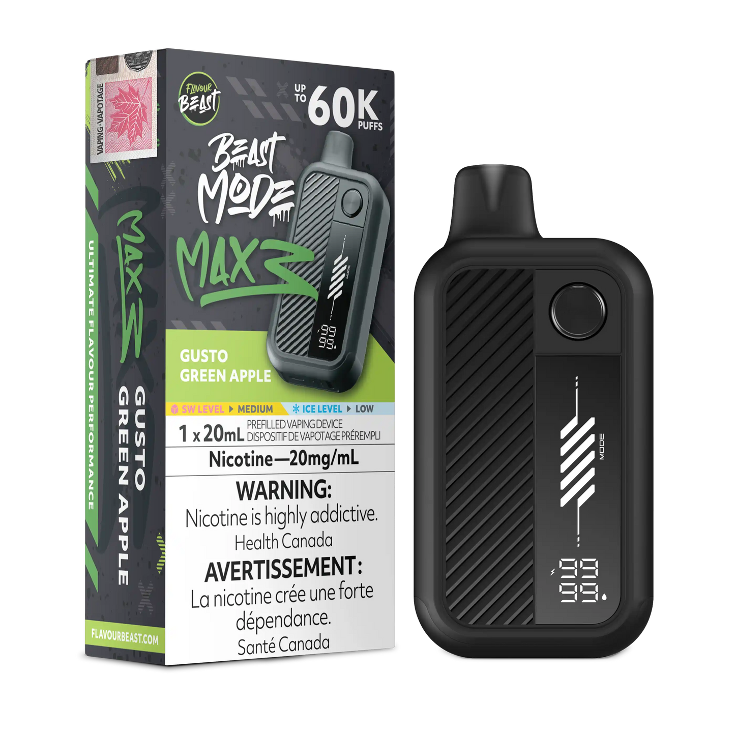 Gusto Green Apple Flavour Beast Mode Max 3 - Disposable Vape 60K