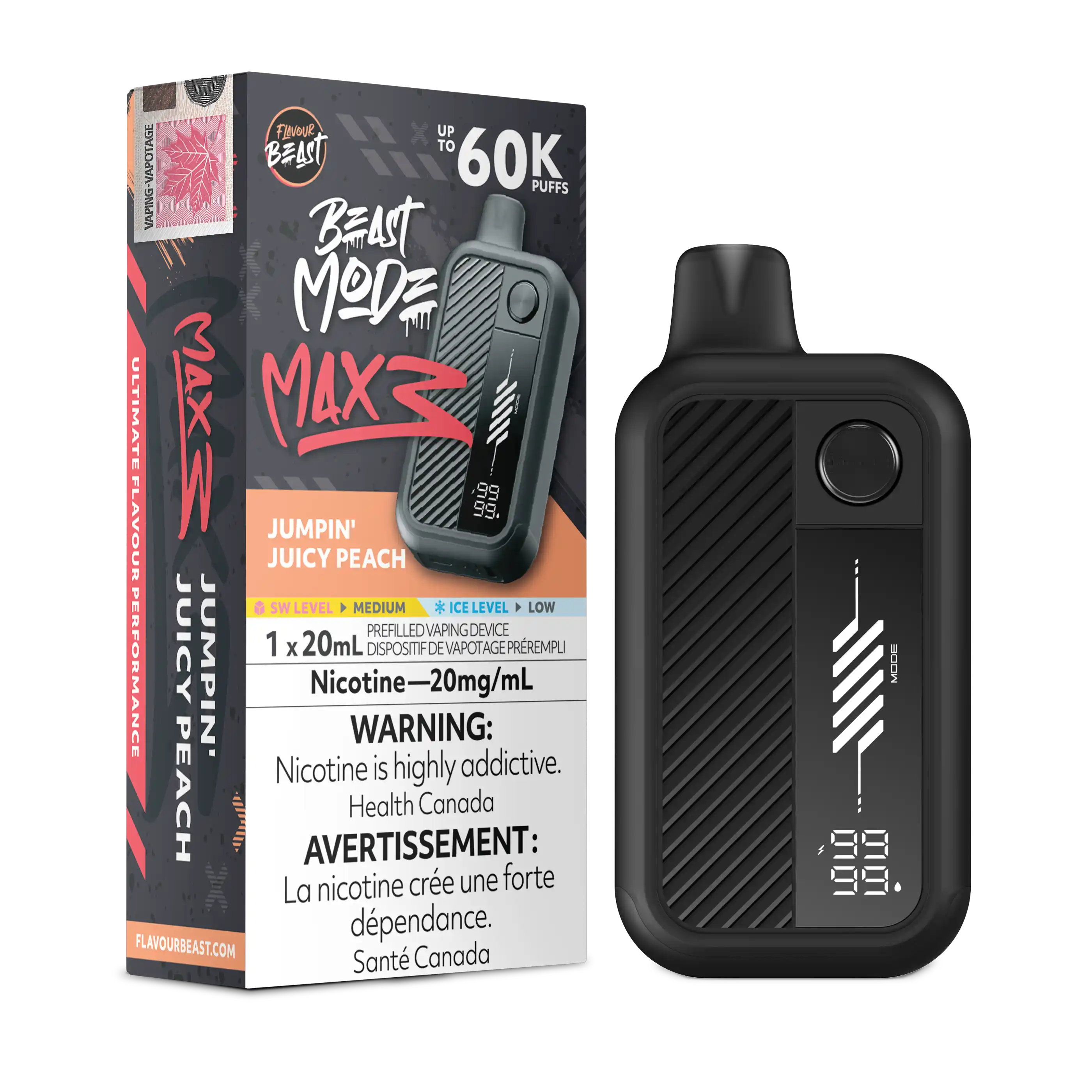 Frizzy Peach Iced Flavour Beast Mode Max 3 - Disposable Vape 60K