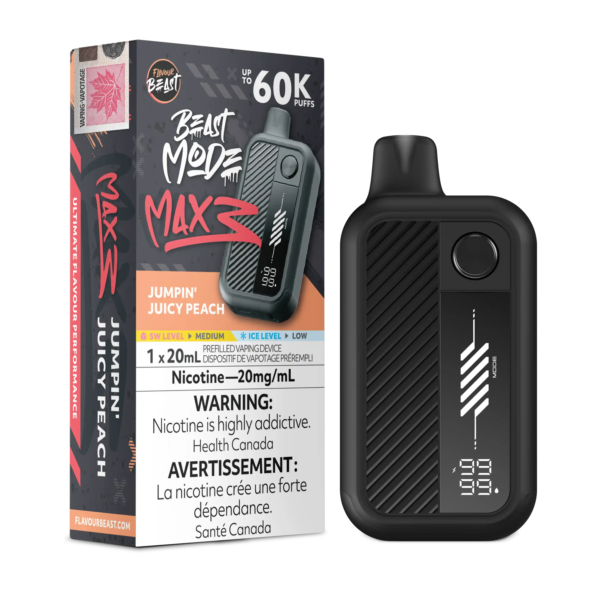 Jumpin' Juicy Peach Flavour Beast Mode Max 3 - Disposable Vape 60K
