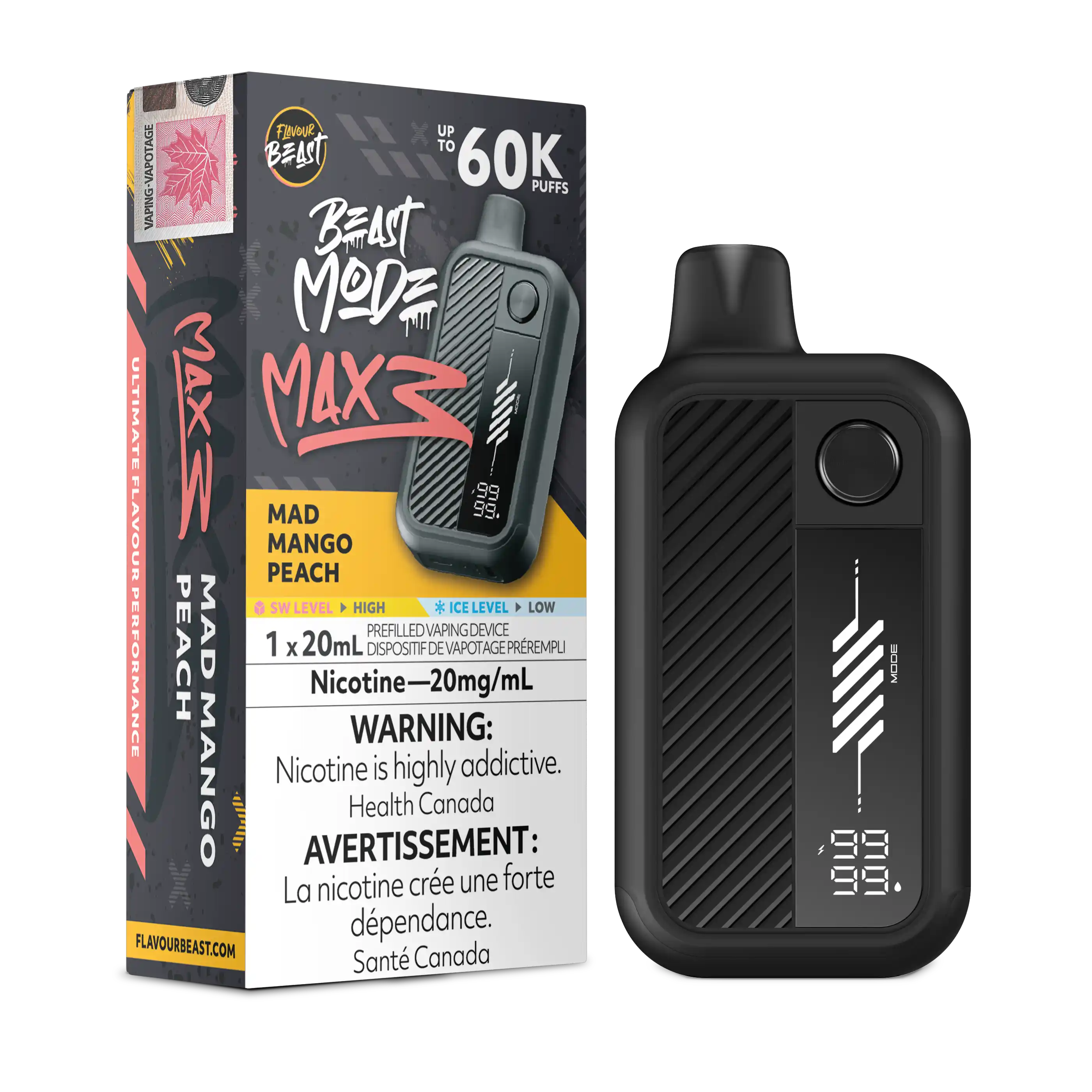 Mad Mango Peach Flavour Beast Mode Max 3 - Disposable Vape 60K