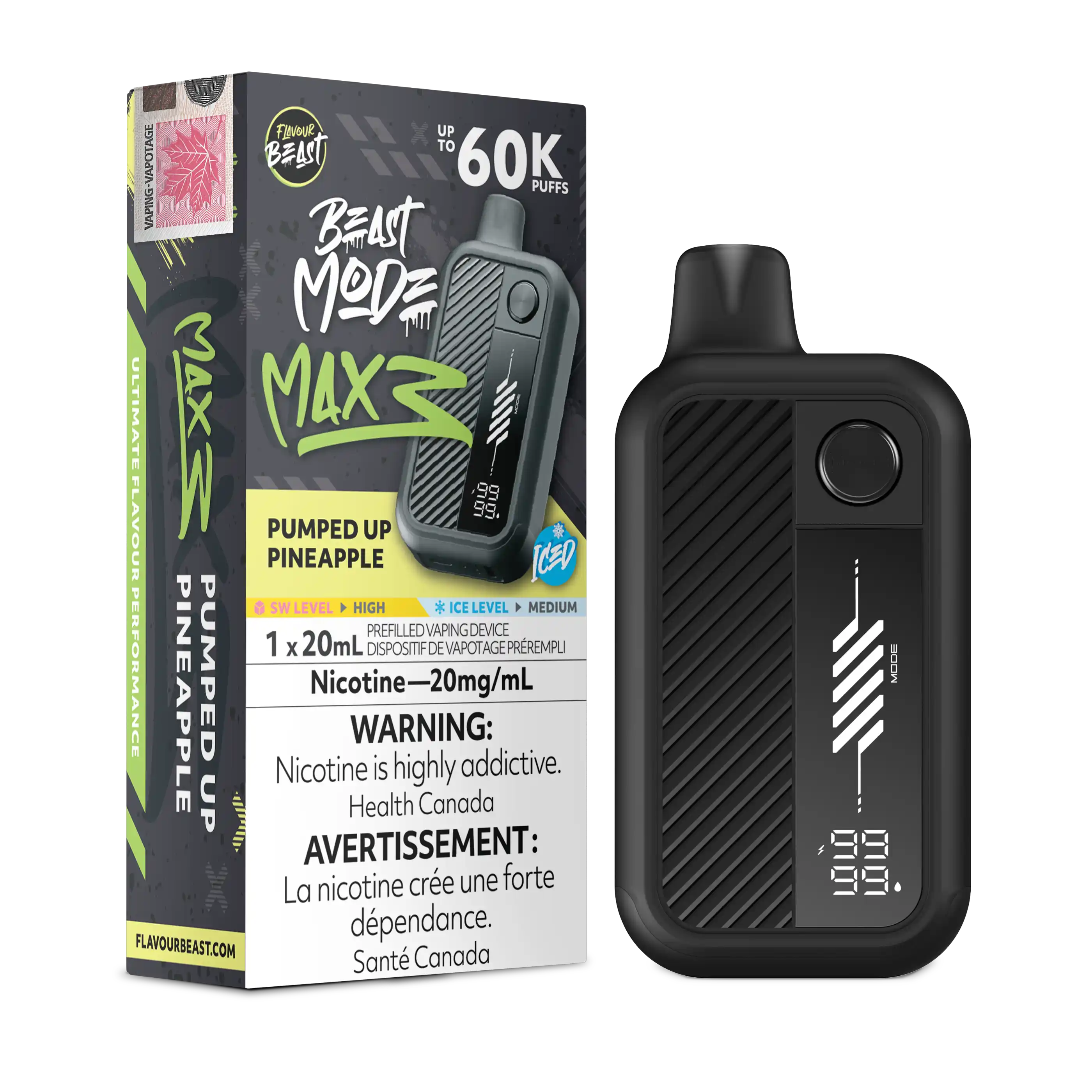 Pumped Up Pineapple Iced Flavour Beast Mode Max 3 - Disposable Vape 60K