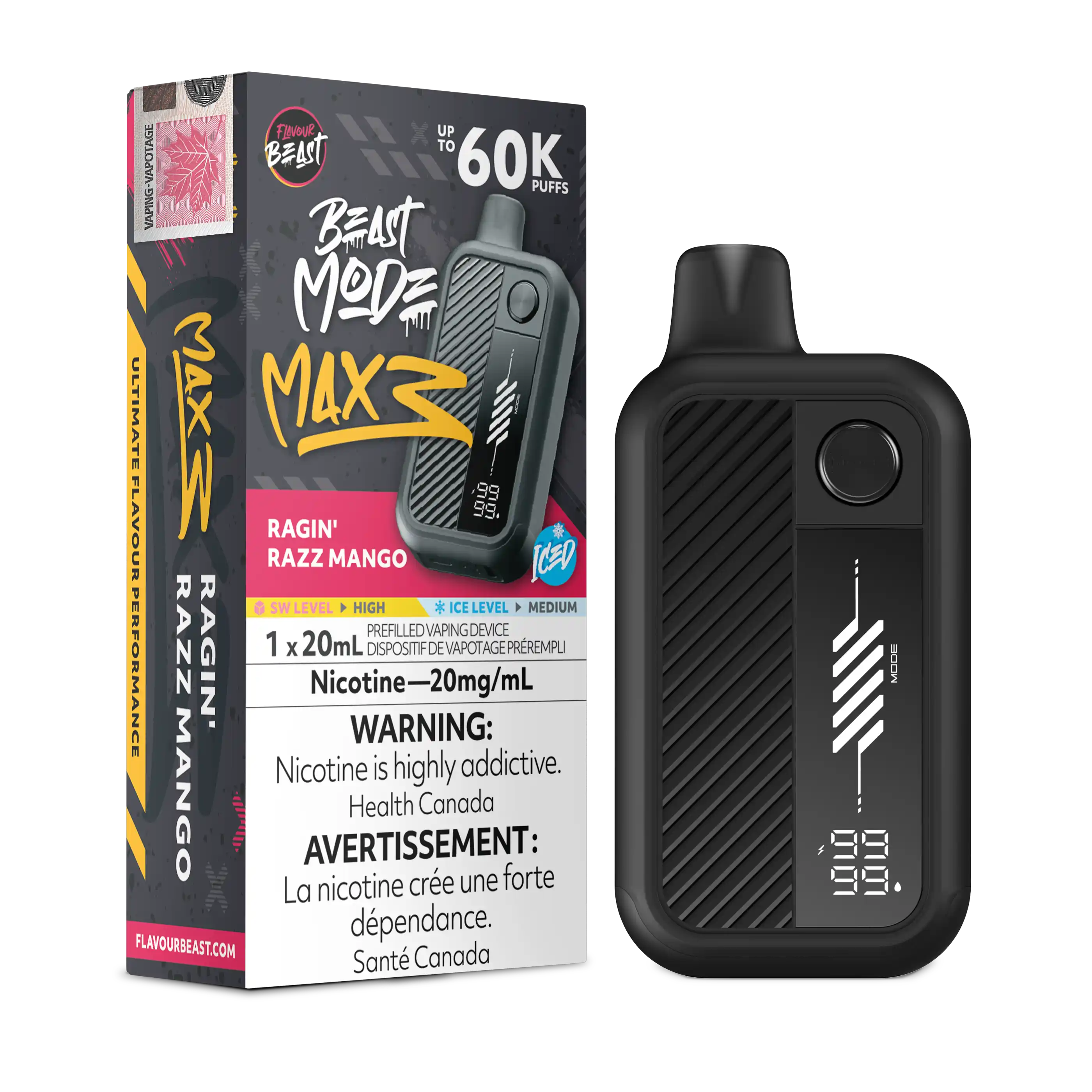 Ragin' Razz Mango Iced Flavour Beast Mode Max 3 - Disposable Vape 60K