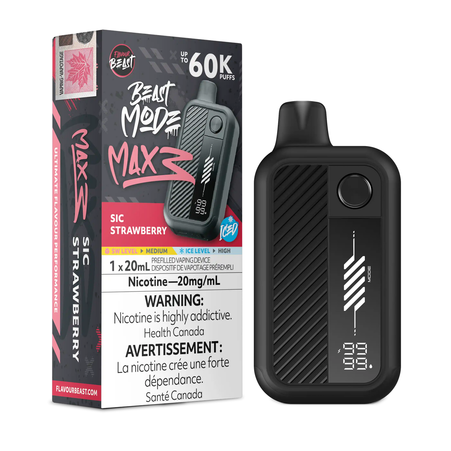 Sic Strawberry Iced Flavour Beast Mode Max 3 - Disposable Vape 60K