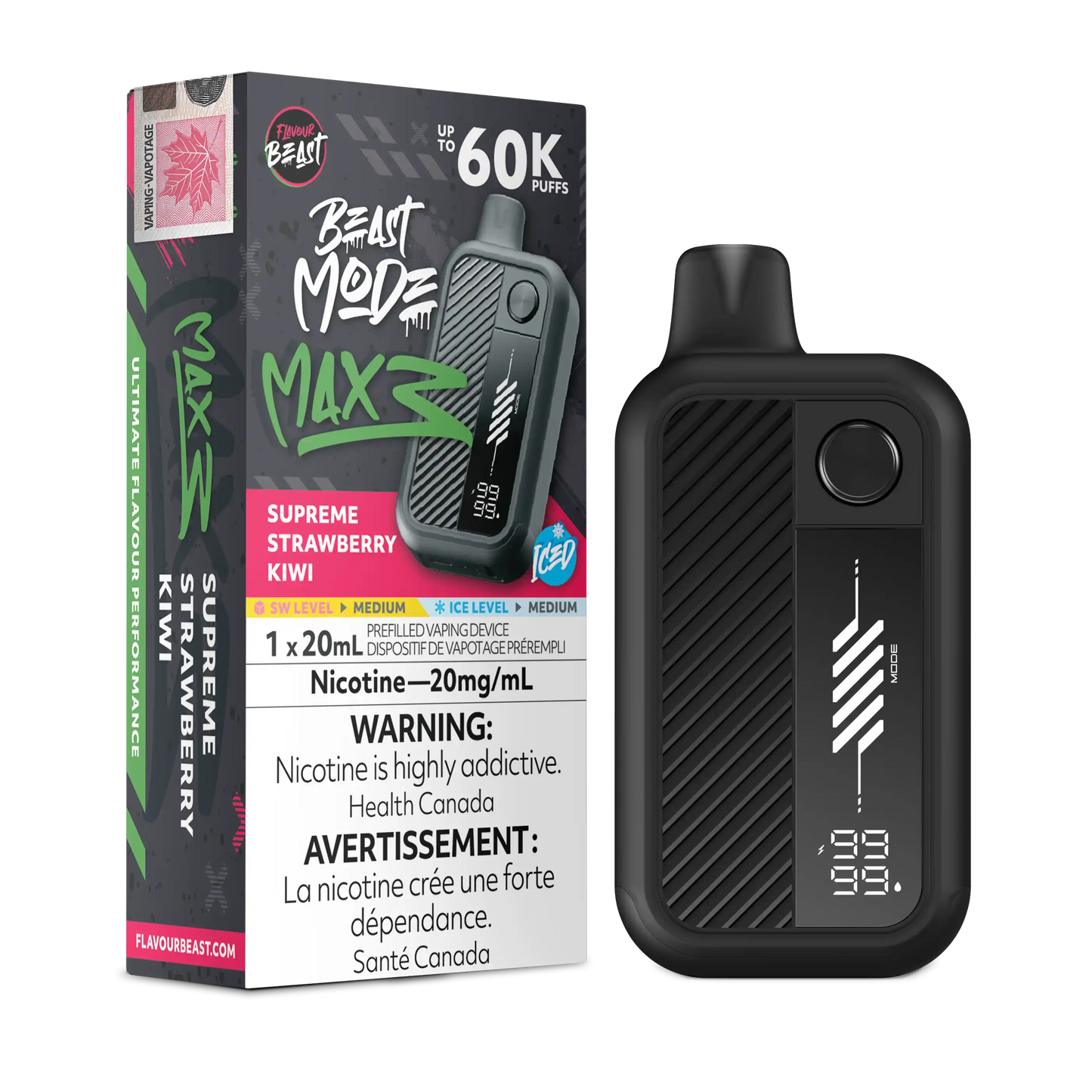 Supreme Strawberry Kiwi Iced Flavour Beast Mode Max 3 - Disposable Vape 60K