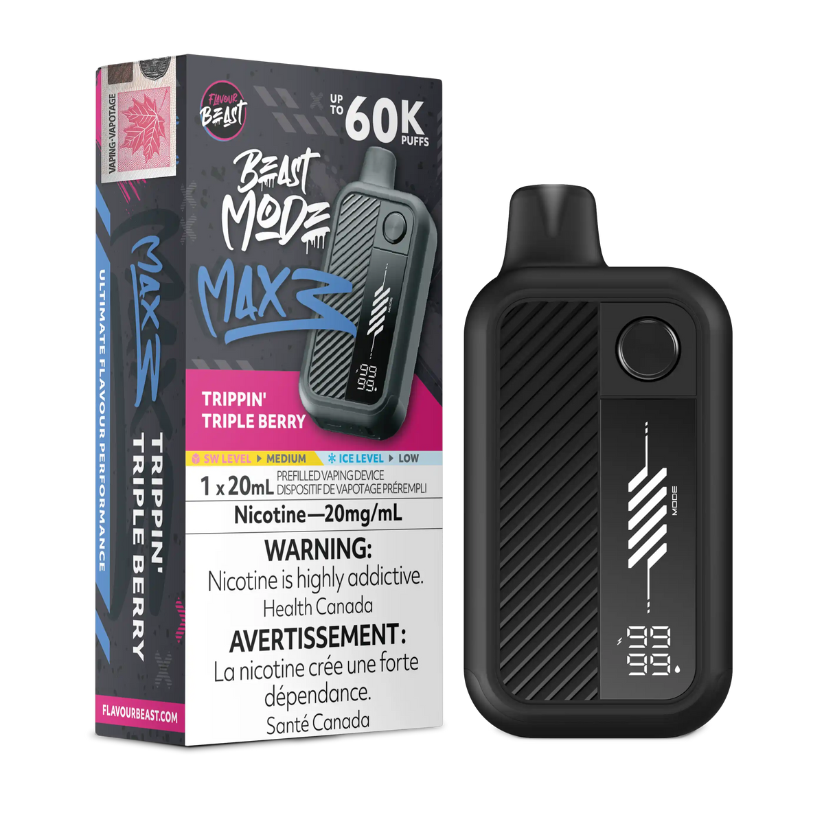 Trippin' Triple Berry Flavour Beast Mode Max 3 - Disposable Vape 60K by FLAVOUR BEAST