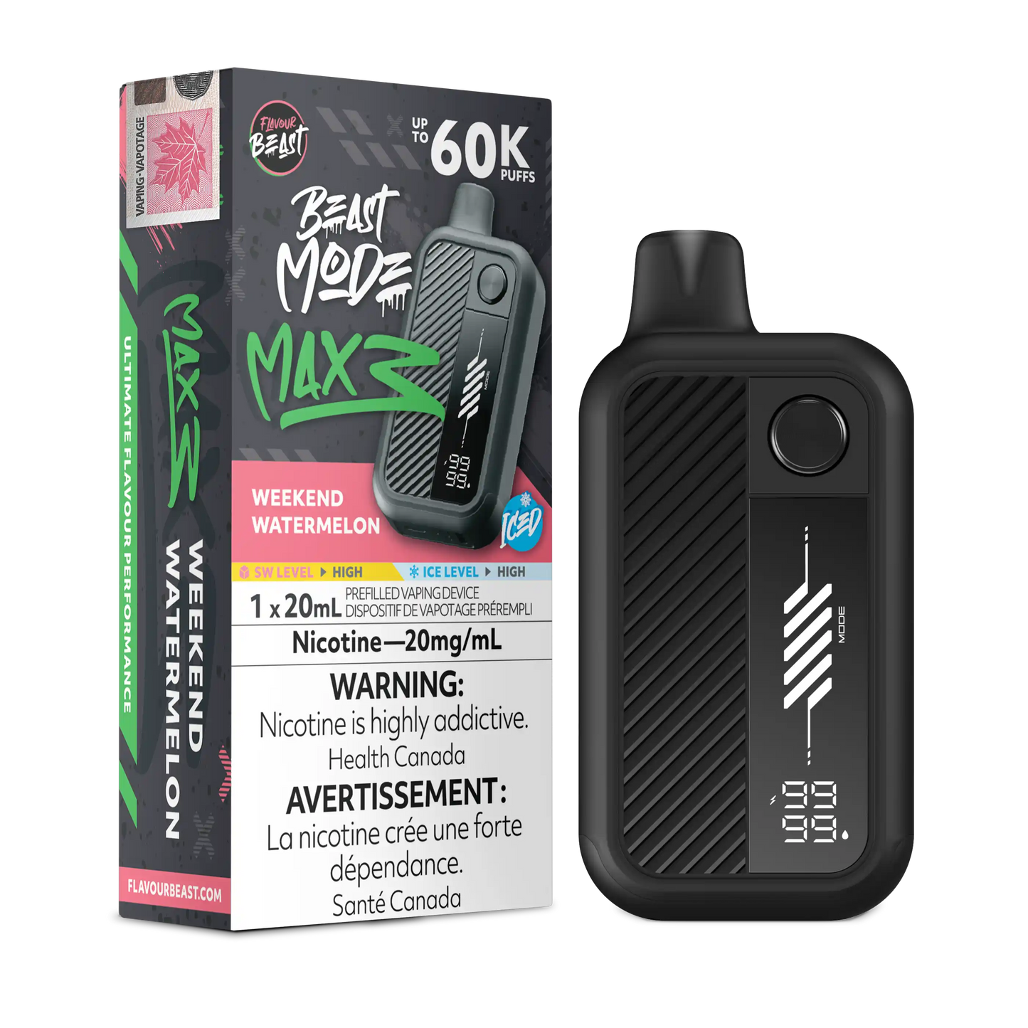 Weekend Watermelon Iced Flavour Beast Mode Max 3 - Disposable Vape 60K