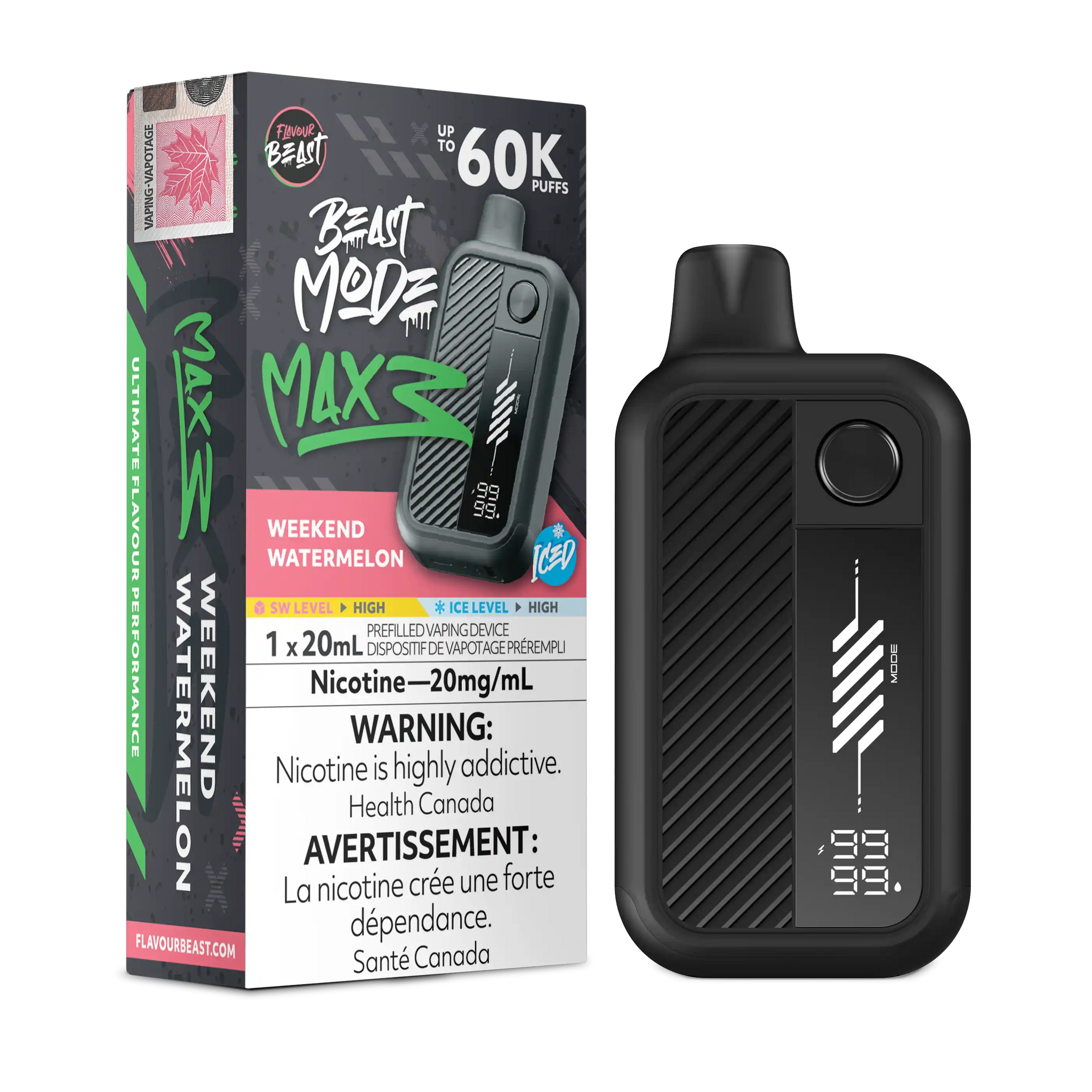 Weekend Watermelon Iced Flavour Beast Mode Max 3 - Disposable Vape 60K