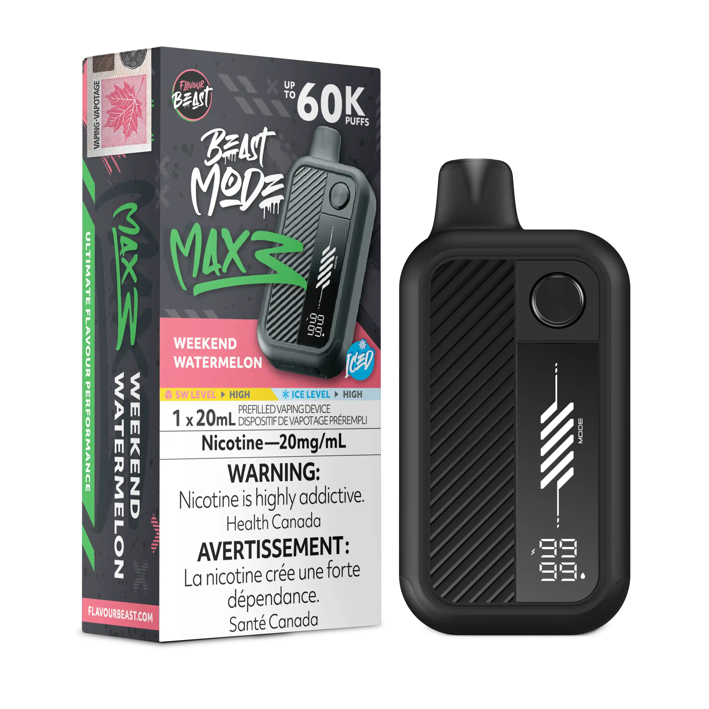 Weekend Watermelon Iced Flavour Beast Mode Max 3 - Disposable Vape 60K