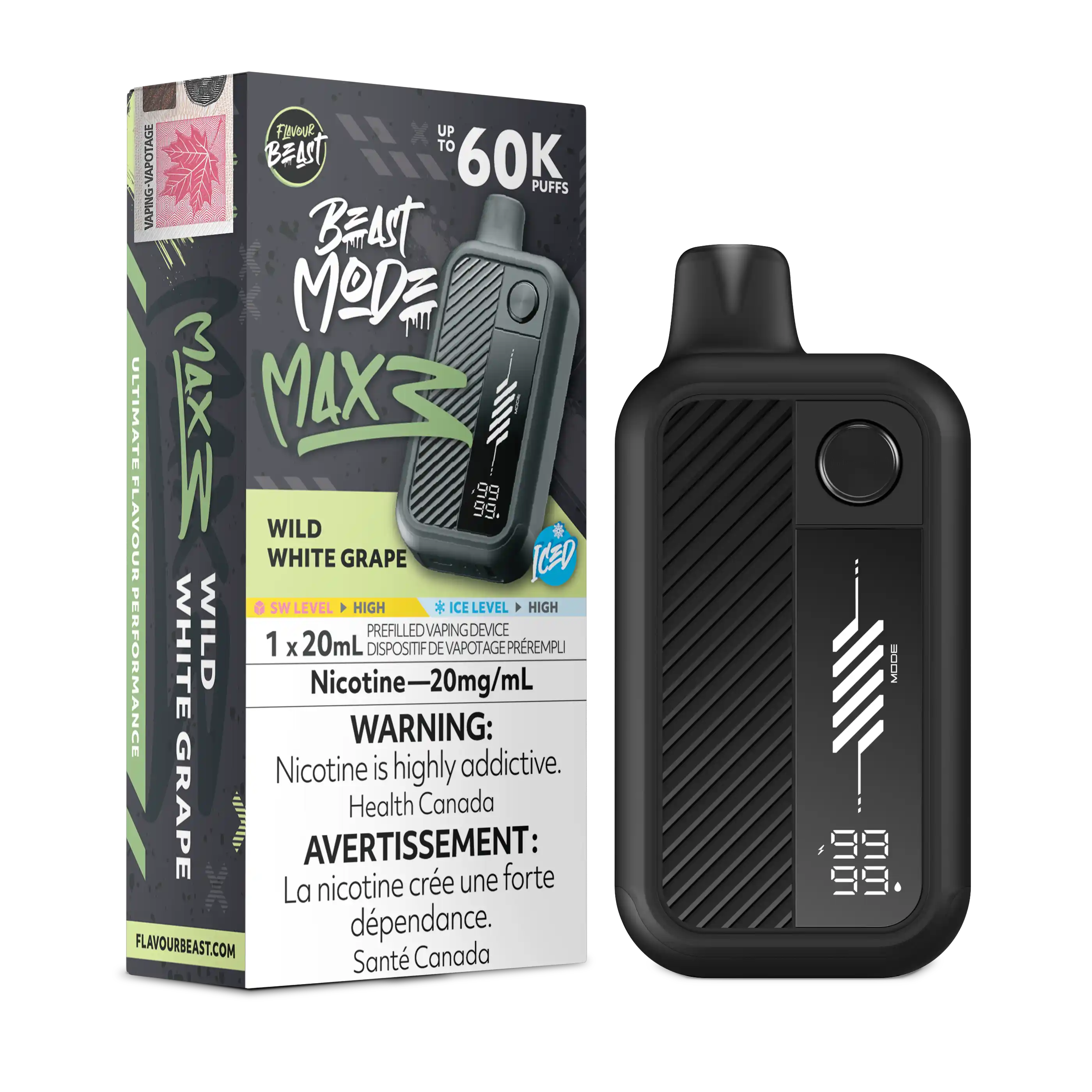 Wild White Grape Iced Flavour Beast Mode Max 3 - Disposable Vape 60K