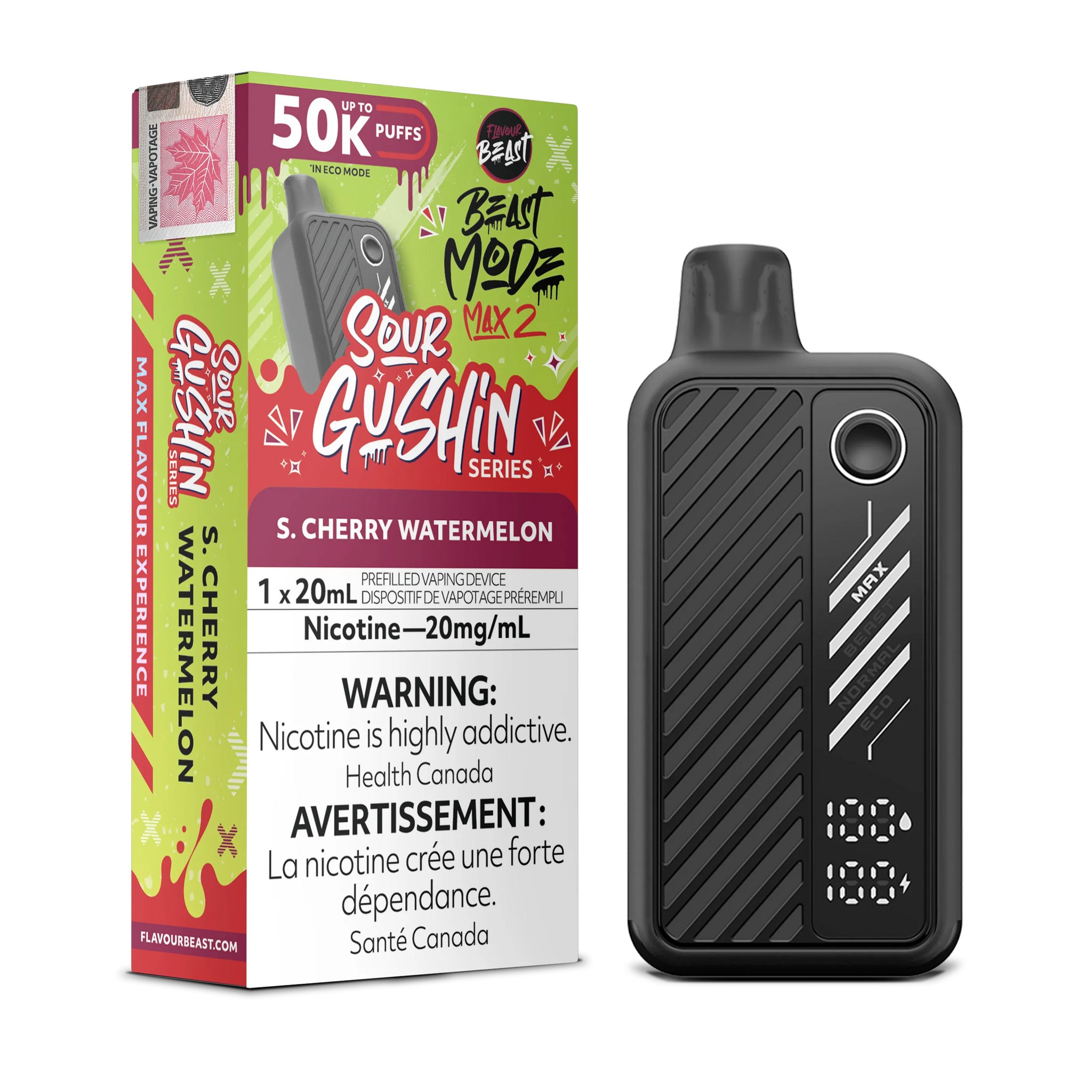 Sour Gushin S. Cherry Watermelon Flavour Beast Mode Max 2 - Disposable 50K