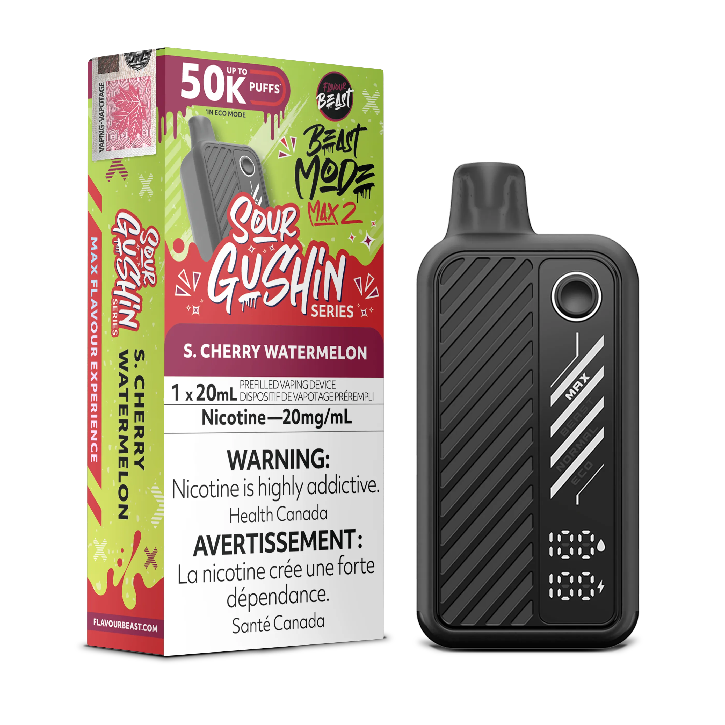 Sour Gushin S. Cherry Watermelon Flavour Beast Mode Max 2 - Disposable 50K
