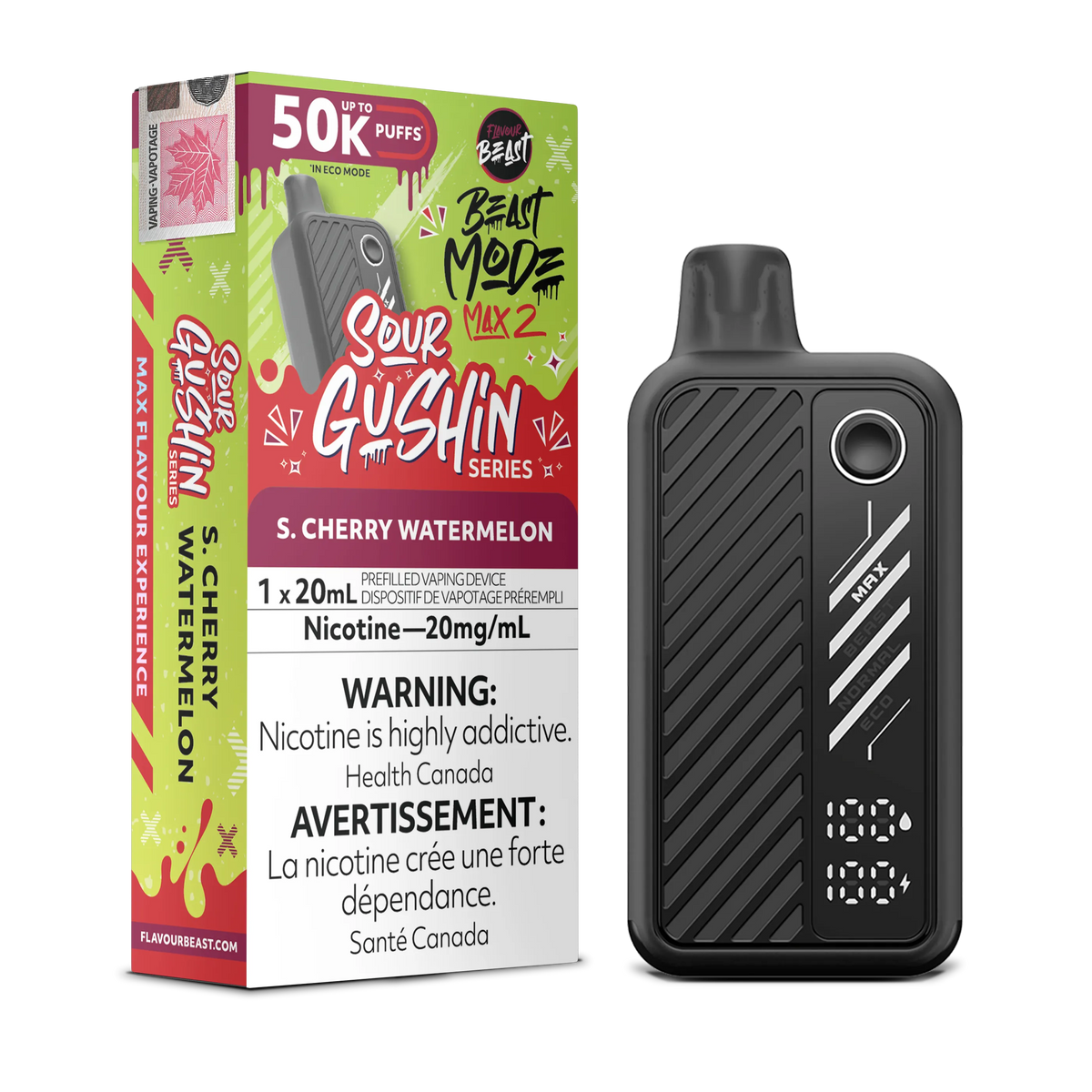 Sour Gushin S. Cherry Watermelon Flavour Beast Mode Max 2 - Disposable 50K by FLAVOUR BEAST