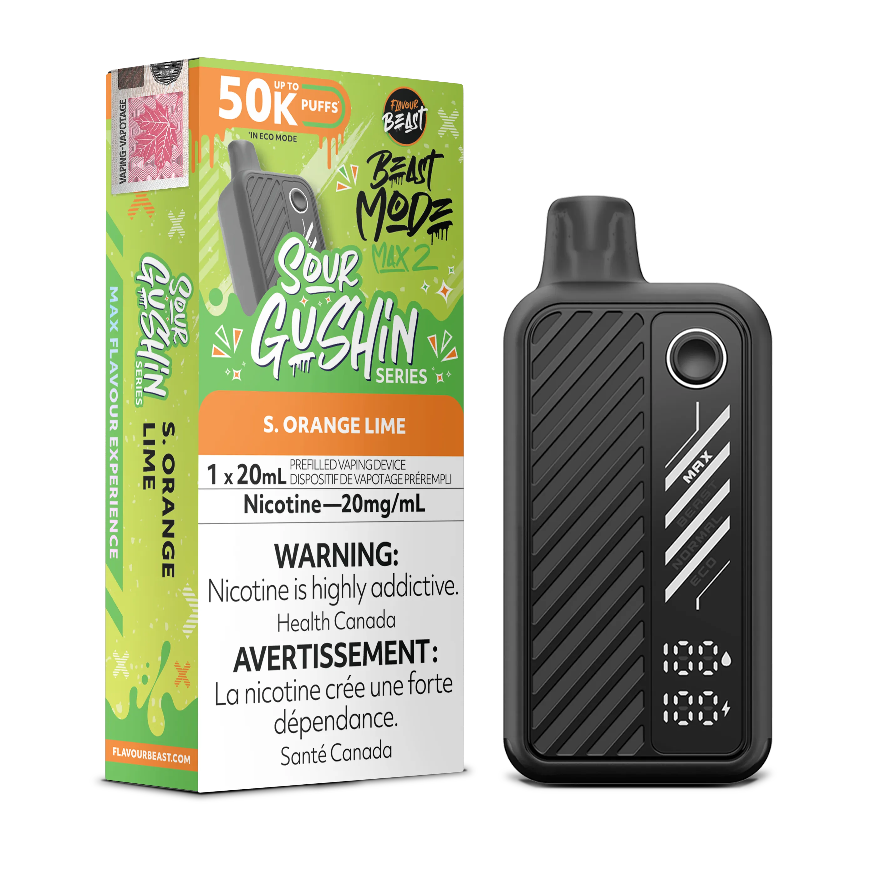 Sour Gushin S. Raspberry Lemon Flavour Beast Mode Max 2 - Disposable 50K by FLAVOUR BEAST — view 2