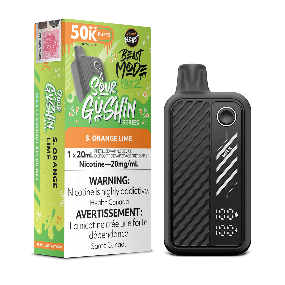 Sour Gushin S. Orange Lime Flavour Beast Mode Max 2 - Disposable 50K