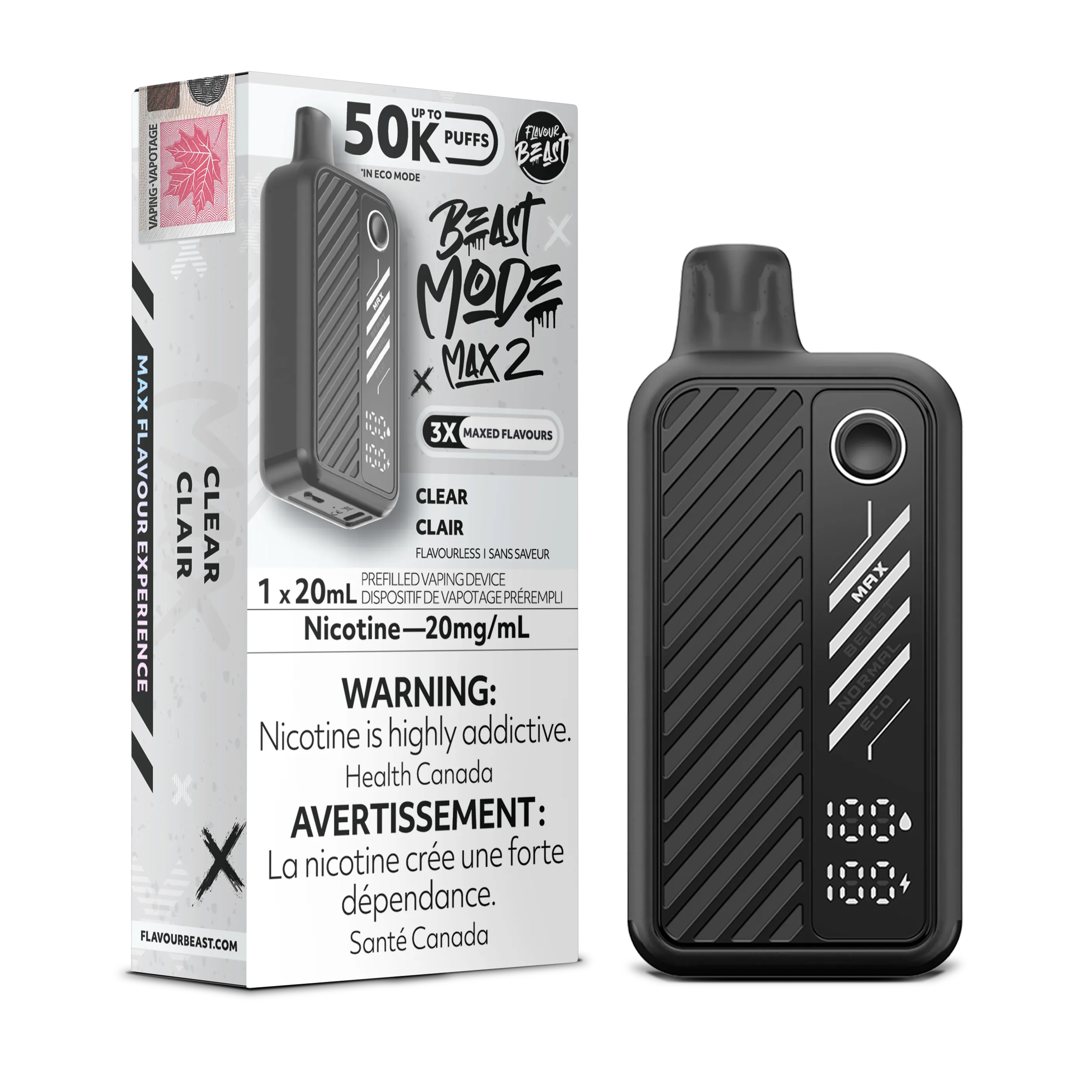 Clear Flavour Beast Mode Max 2 - Disposable 50K by FLAVOUR BEAST