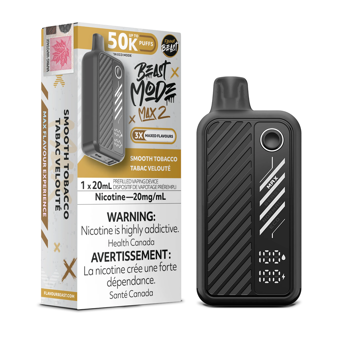 Smooth Tobacco Flavour Beast Mode Max 2 - Disposable 50K