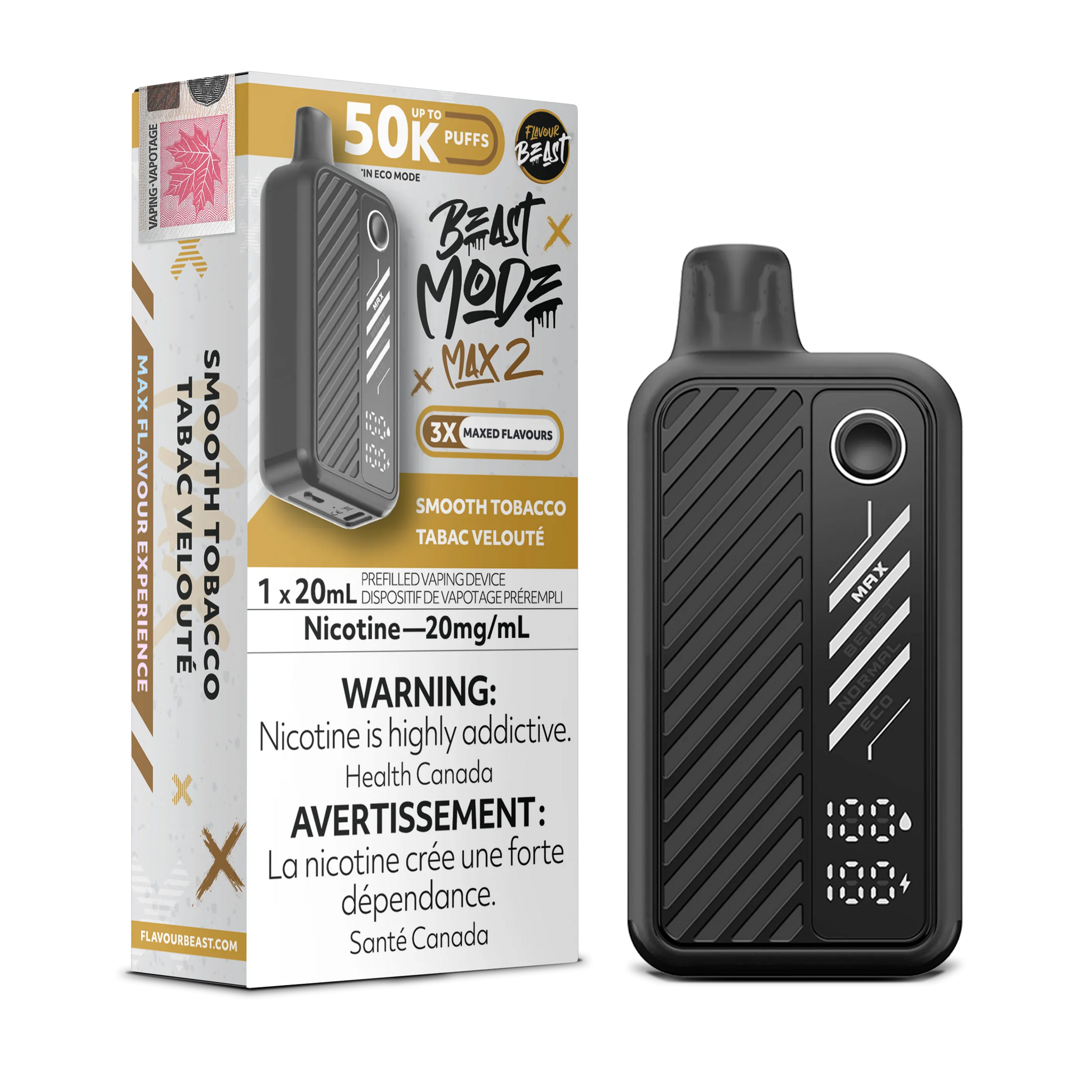 Smooth Tobacco Flavour Beast Mode Max 2 - Disposable 50K