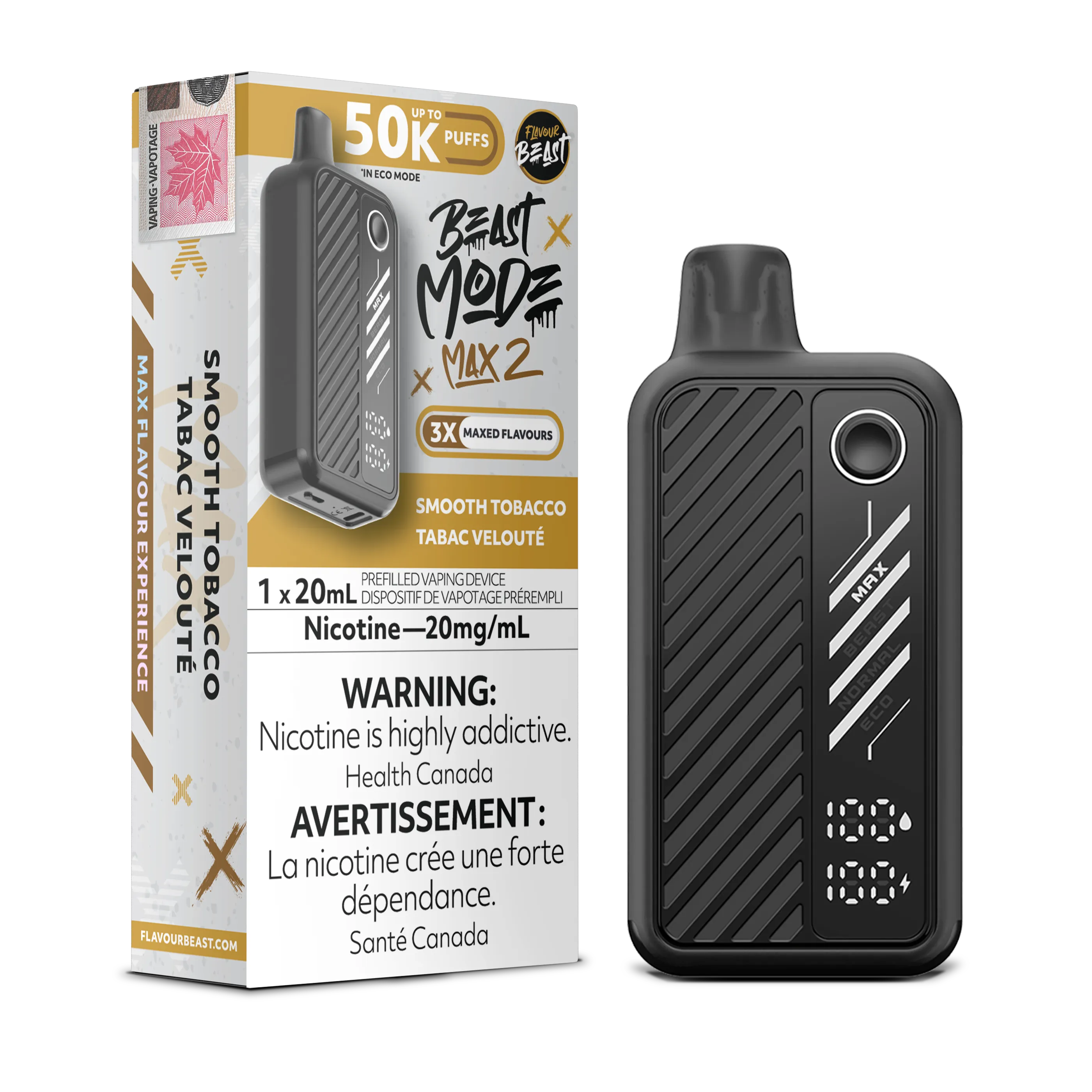 crisp Tobacco Flavour Beast Mode Max 2 - Disposable 50K by FLAVOUR BEAST