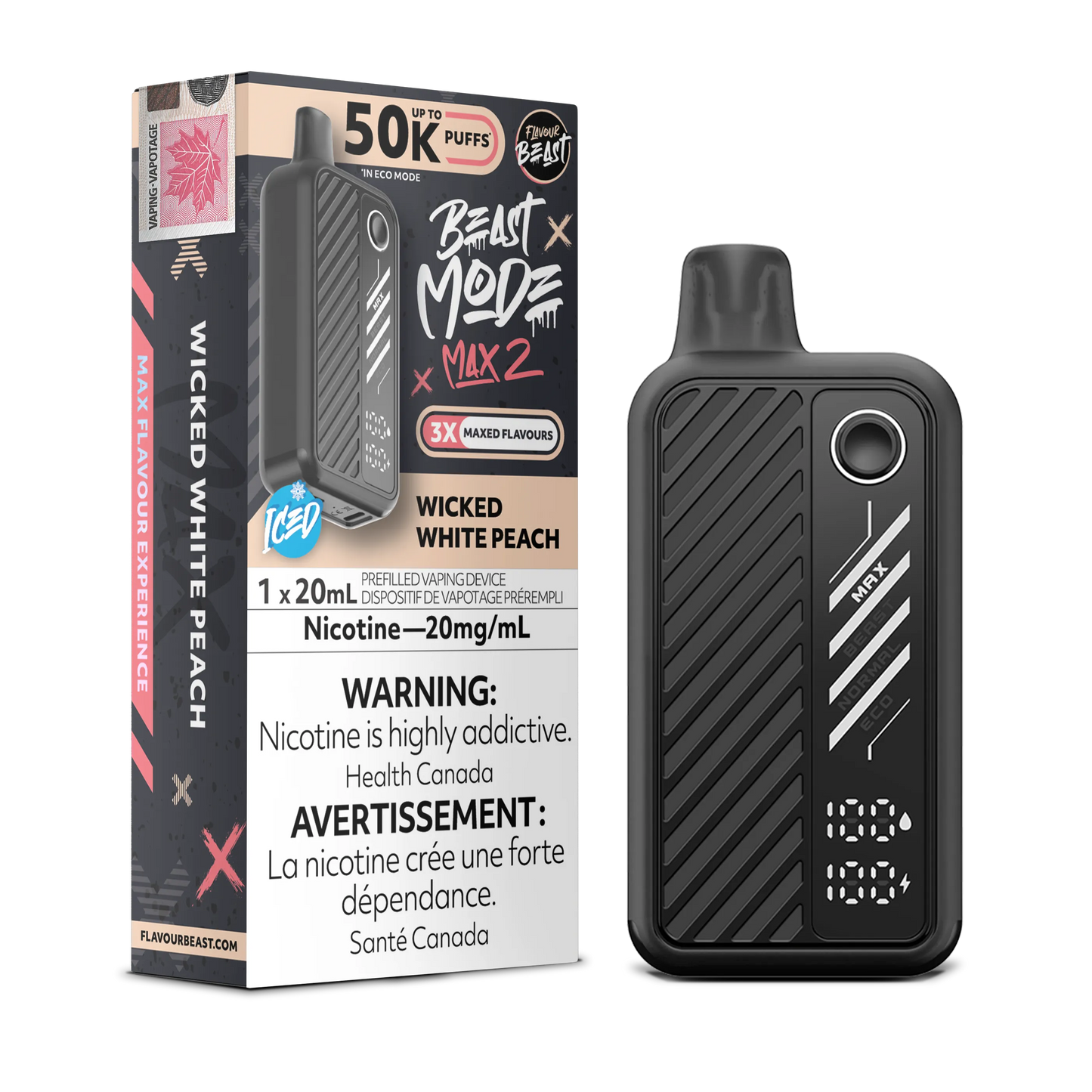 Wicked White Peach Flavour Beast Mode Max 2 - Disposable 50K
