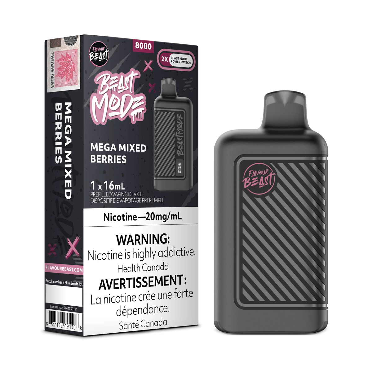 Mega Mixed Berries Flavour Beast Mode - Disposable 8K