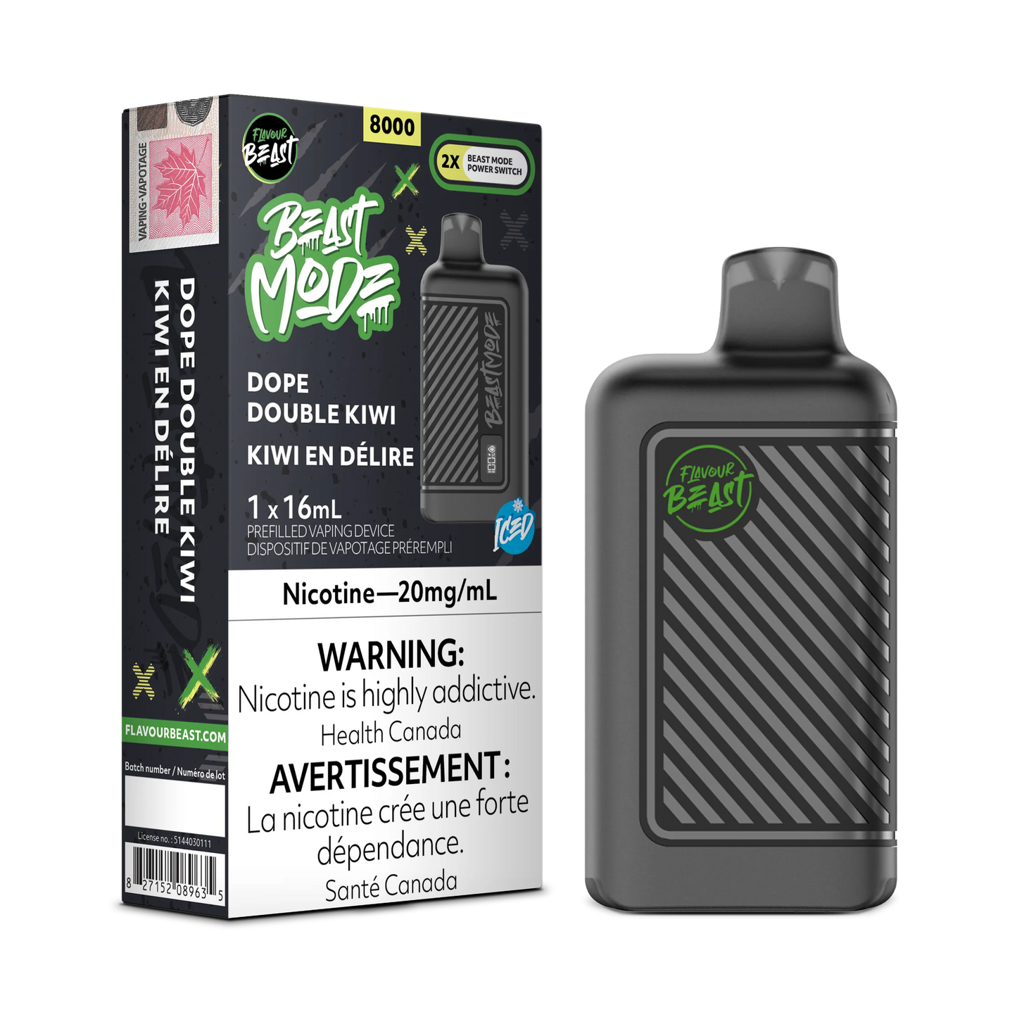 Dope Double Kiwi Iced Flavour Beast Mode - Disposable 8K