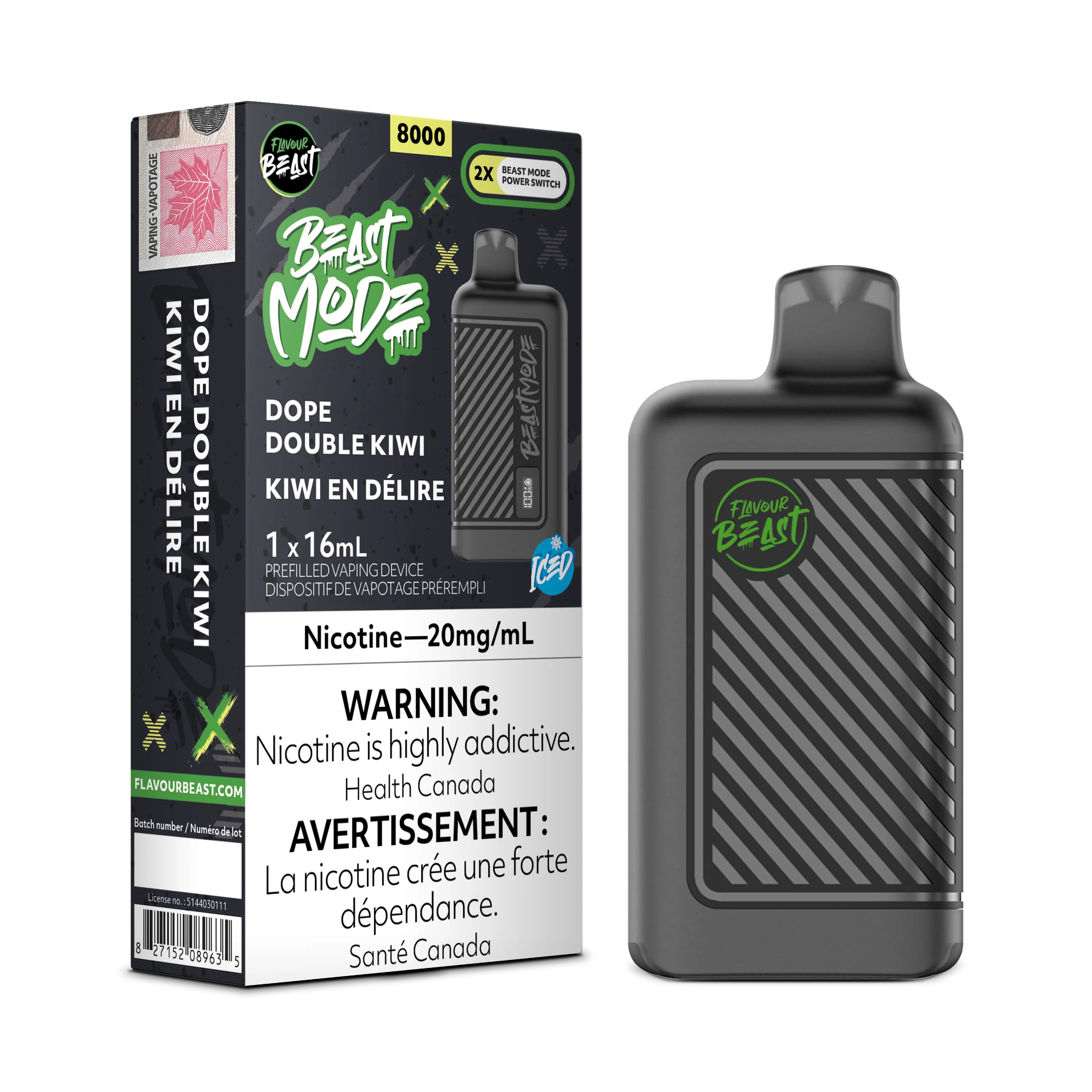 Dope Double Kiwi Iced Flavour Beast Mode - Disposable 8K