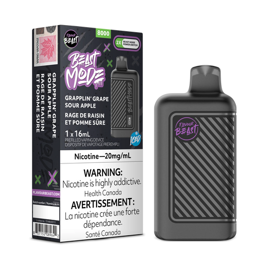 Grapplin' Grape Sour Apple Iced Flavour Beast Mode - Disposable 8K