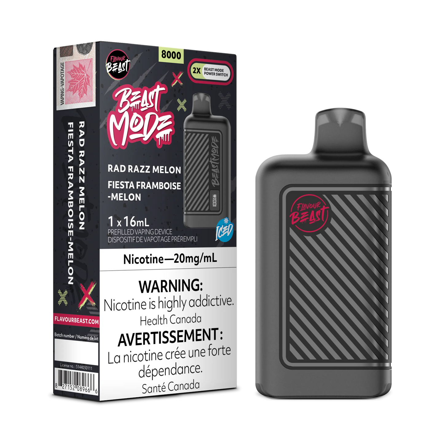 Rad Razz Melon Iced Flavour Beast Mode - Disposable 8K
