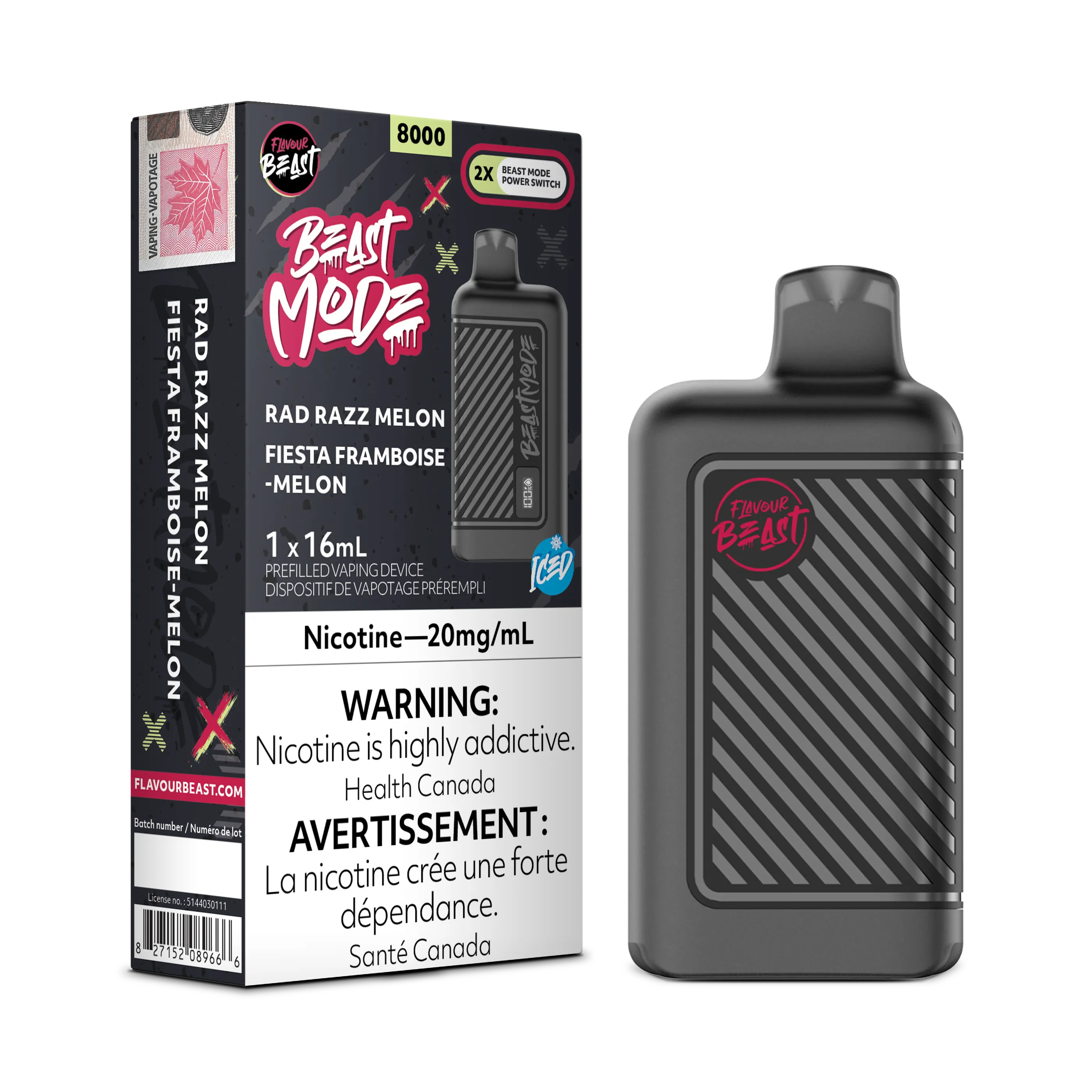 Rad Razz Melon Iced Flavour Beast Mode - Disposable 8K