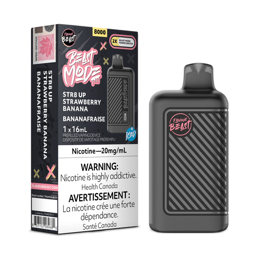 STR8 UP Strawberry Banana Iced Flavour Beast Mode - Disposable 8K