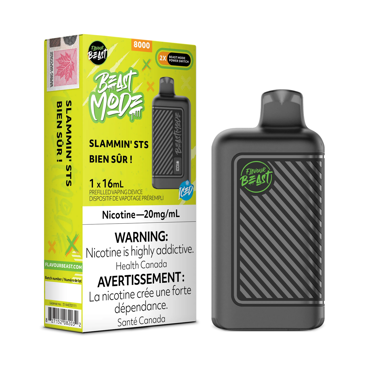 Slammin' STS (Sour Snap Iced) Flavour Beast Mode - Disposable 8K
