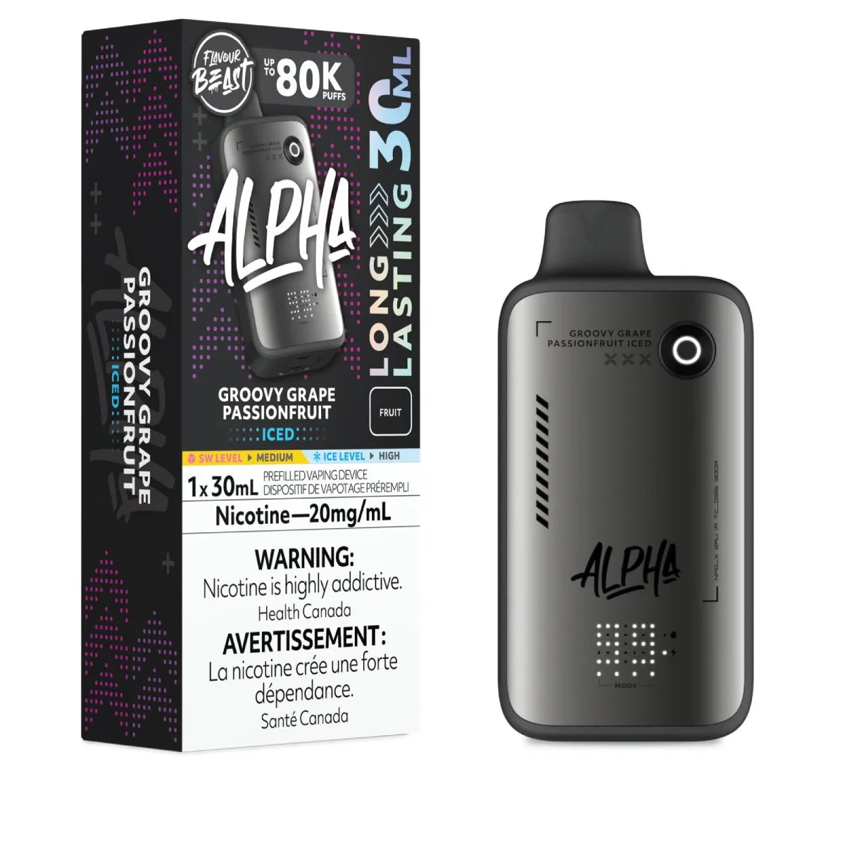 Flavour Beast Alpha Disposable - Groovy Grape Passionfruit Iced