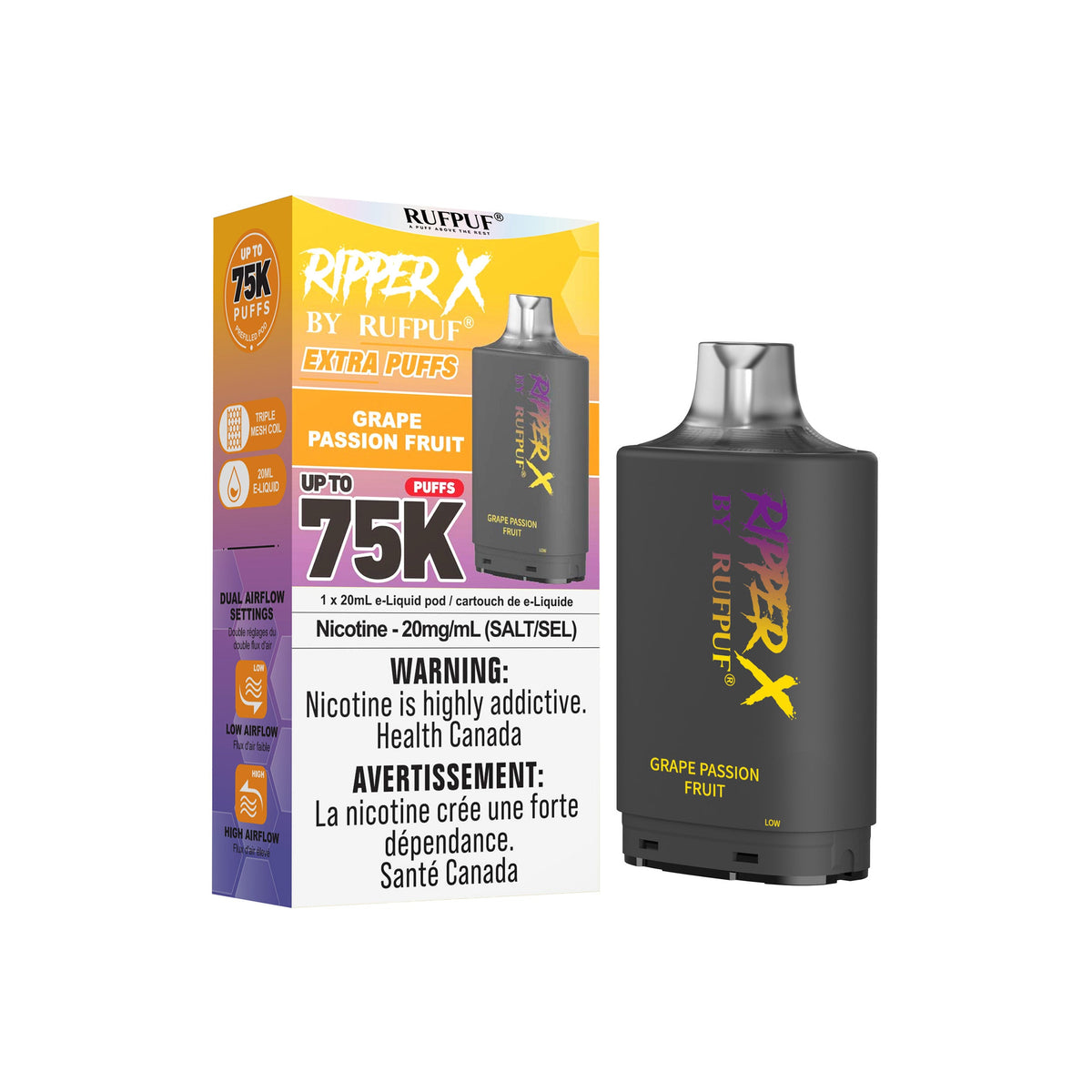 Grape Passion fruit Rufpuf Ripper X Pods 75K