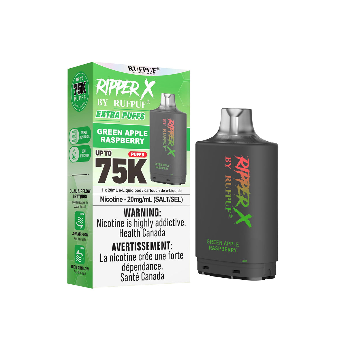 Green Apple Raspberry Rufpuf Ripper X Pods 75K