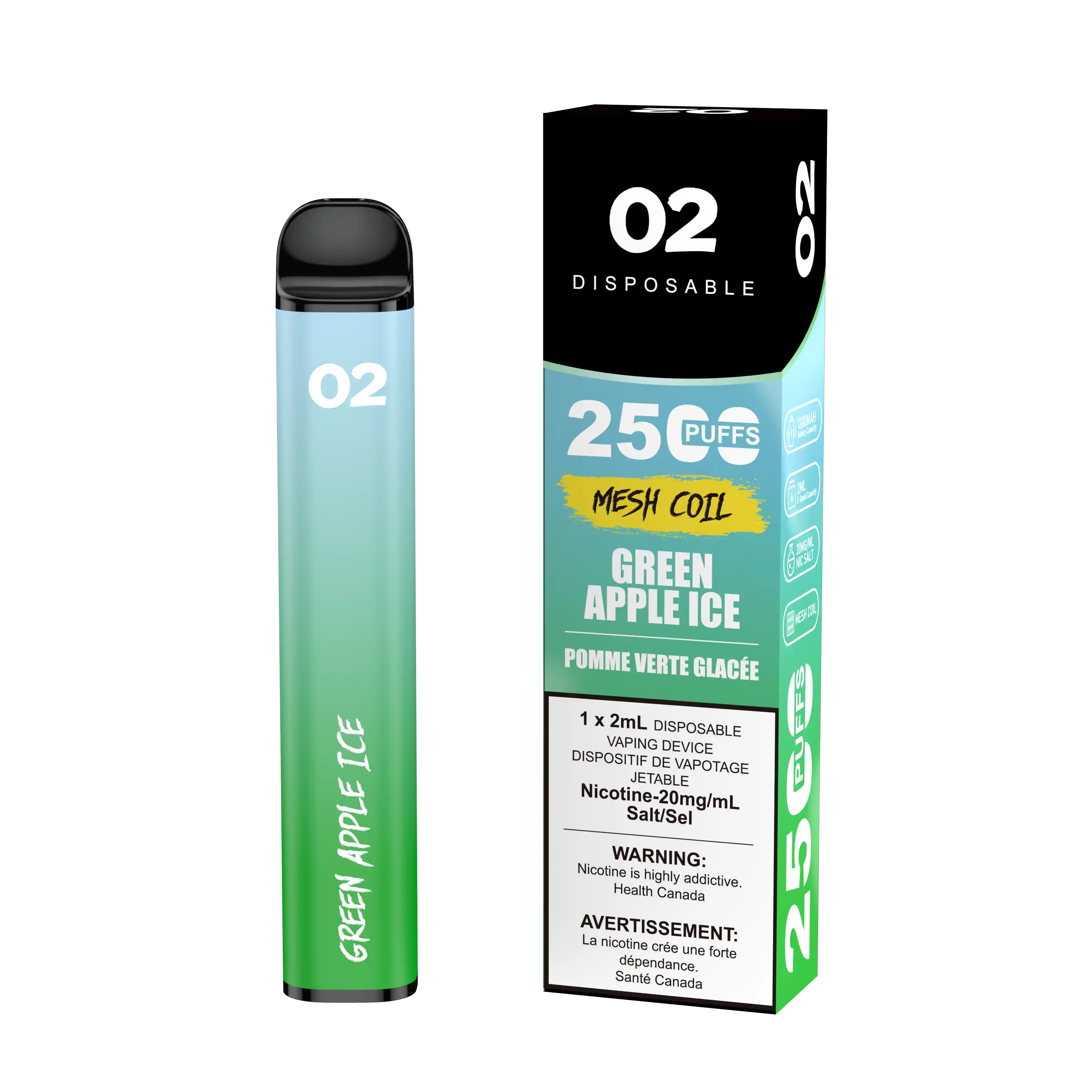 Green Apple Ice O2 - Disposable 2.5K