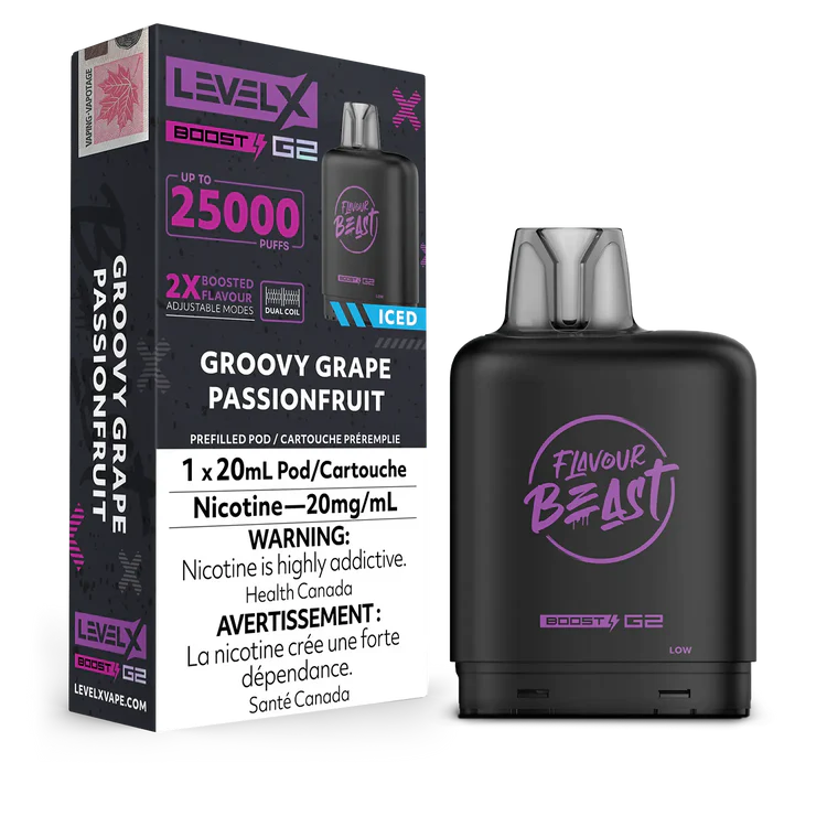 Groovy Grape Passionfruit Iced Flavour Beast Boost G2 Pods 25K