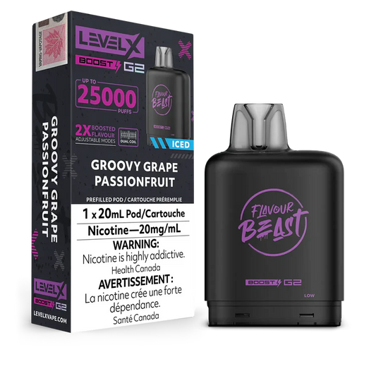 Groovy Grape Passionfruit Iced Flavour Beast Boost G2 Pods 25K