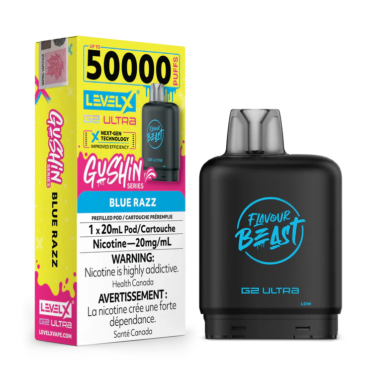 Gushin Blue Razz by Level X Flavour Beast G2 Ultra 50K