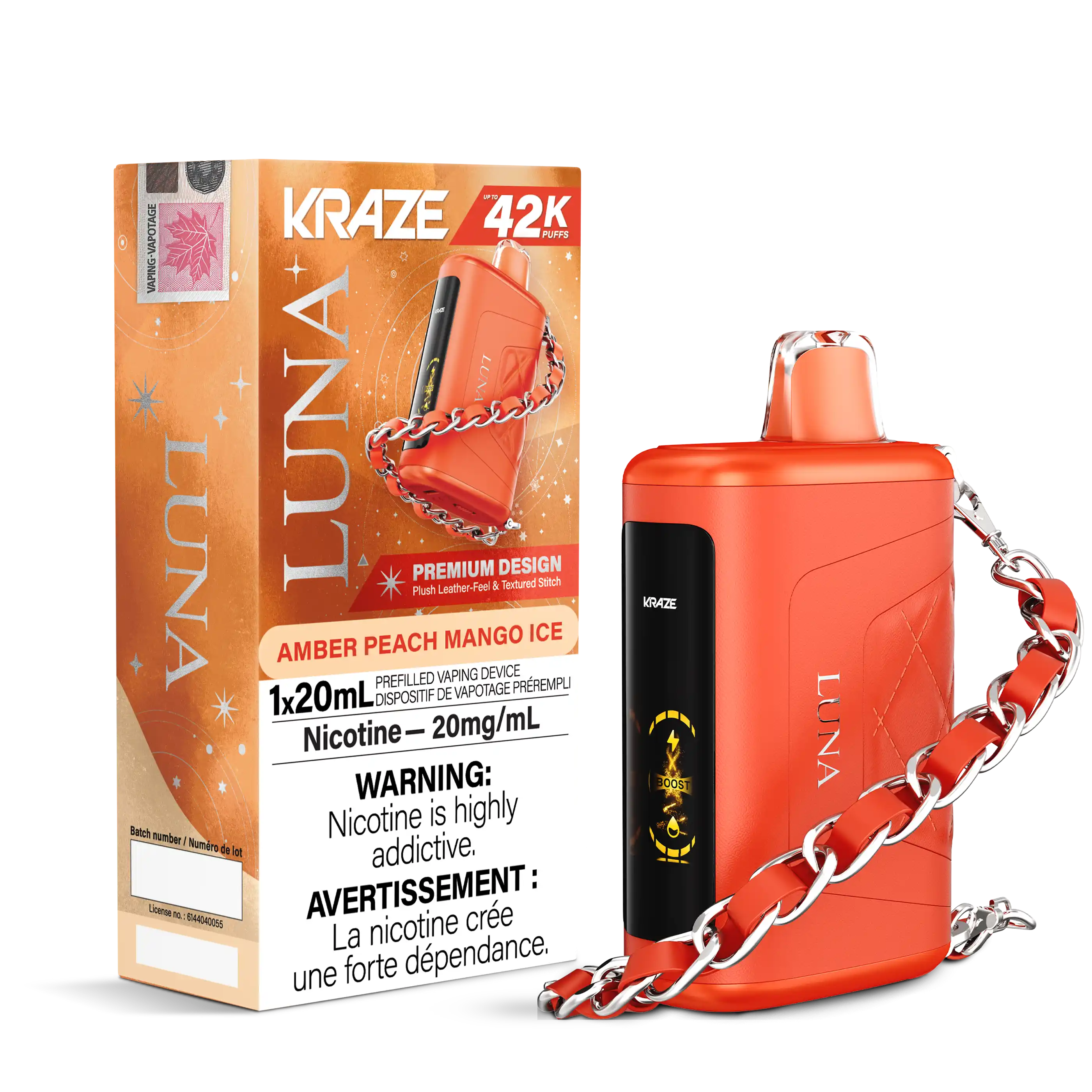 Amber Peach Mango Ice Kraze Luna - Disposable 42K by KRAZE