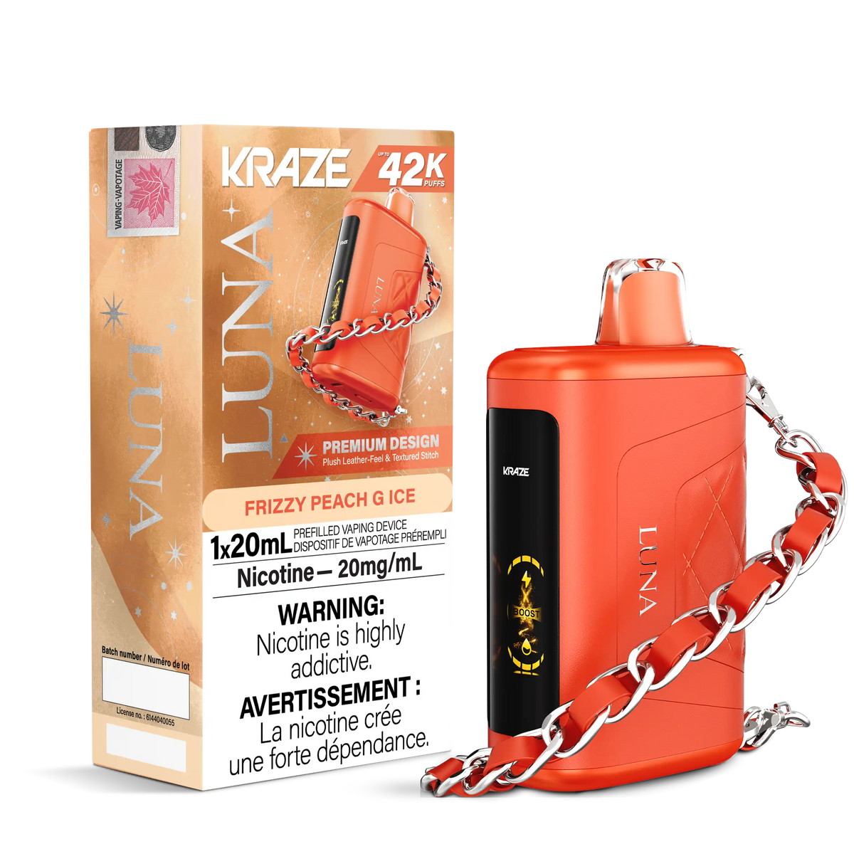 Frizzy Peach G Ice Kraze Luna - Disposable 42K by KRAZE
