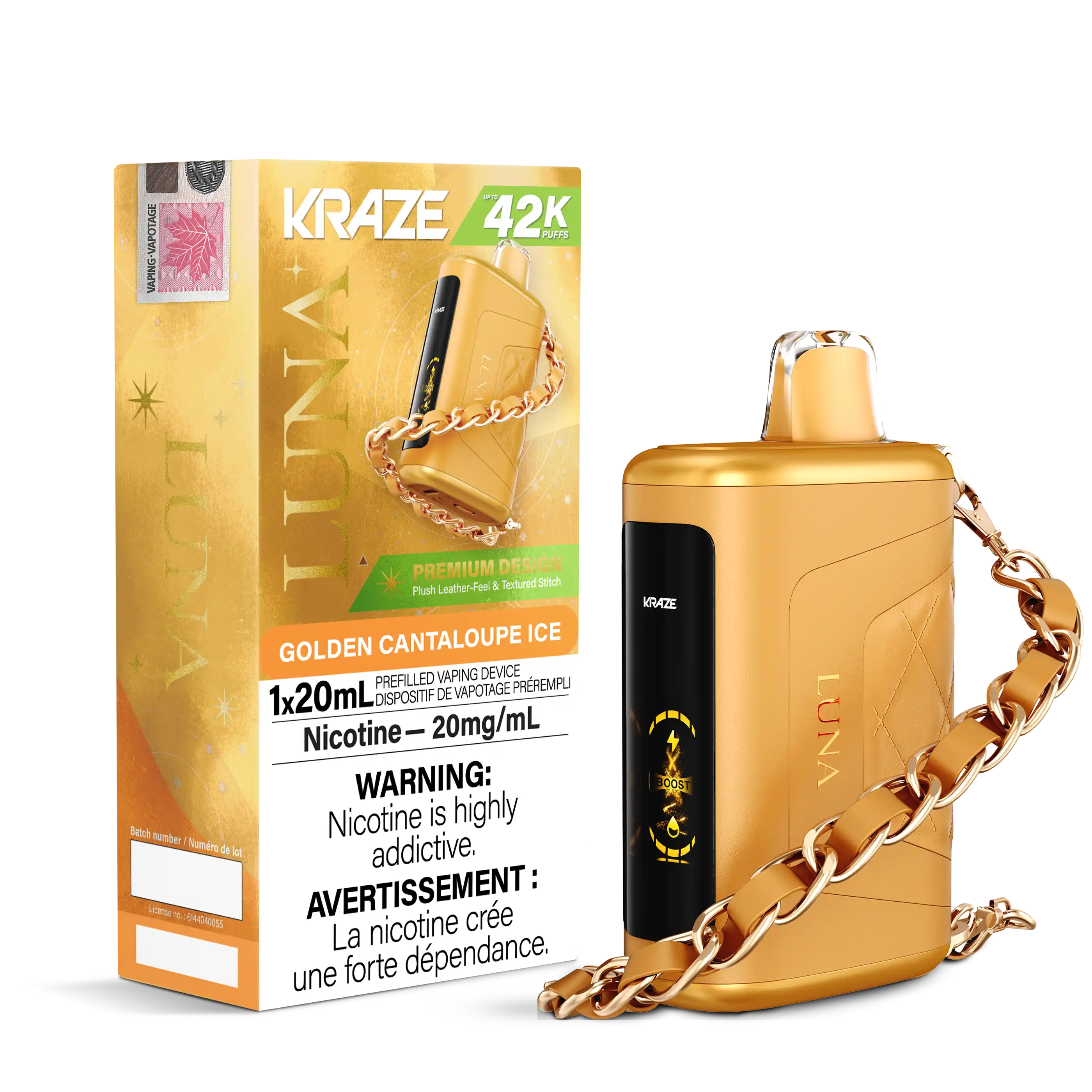 Golden Cantaloupe Ice Kraze Luna - Disposable 42K by KRAZE